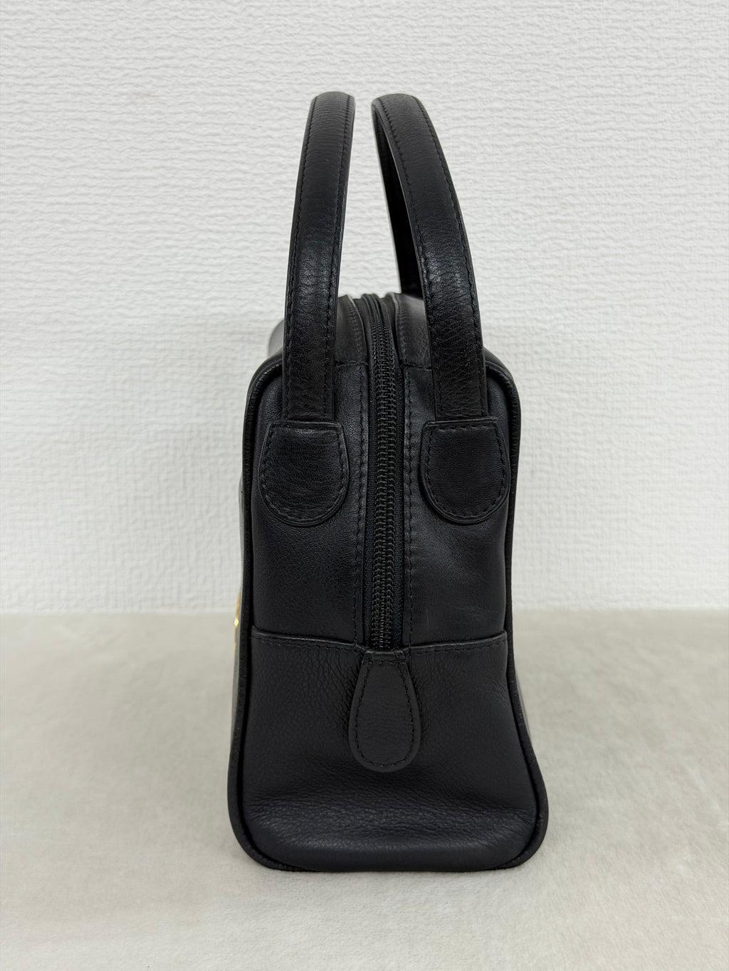 Christian Dior Vintage CD Logo Black Leather Vanity Bag