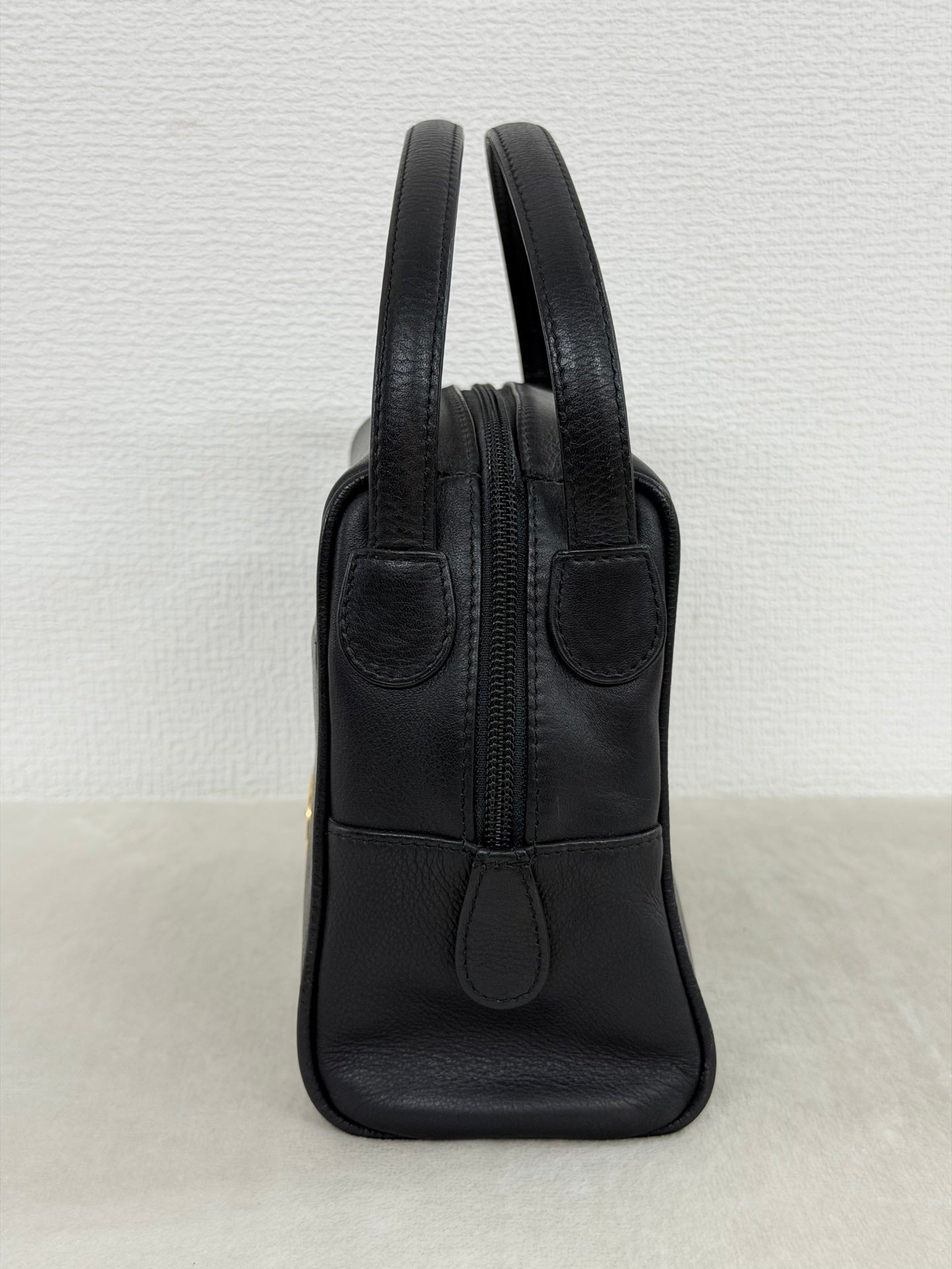 Christian Dior Vintage CD Logo Black Leather Vanity Bag