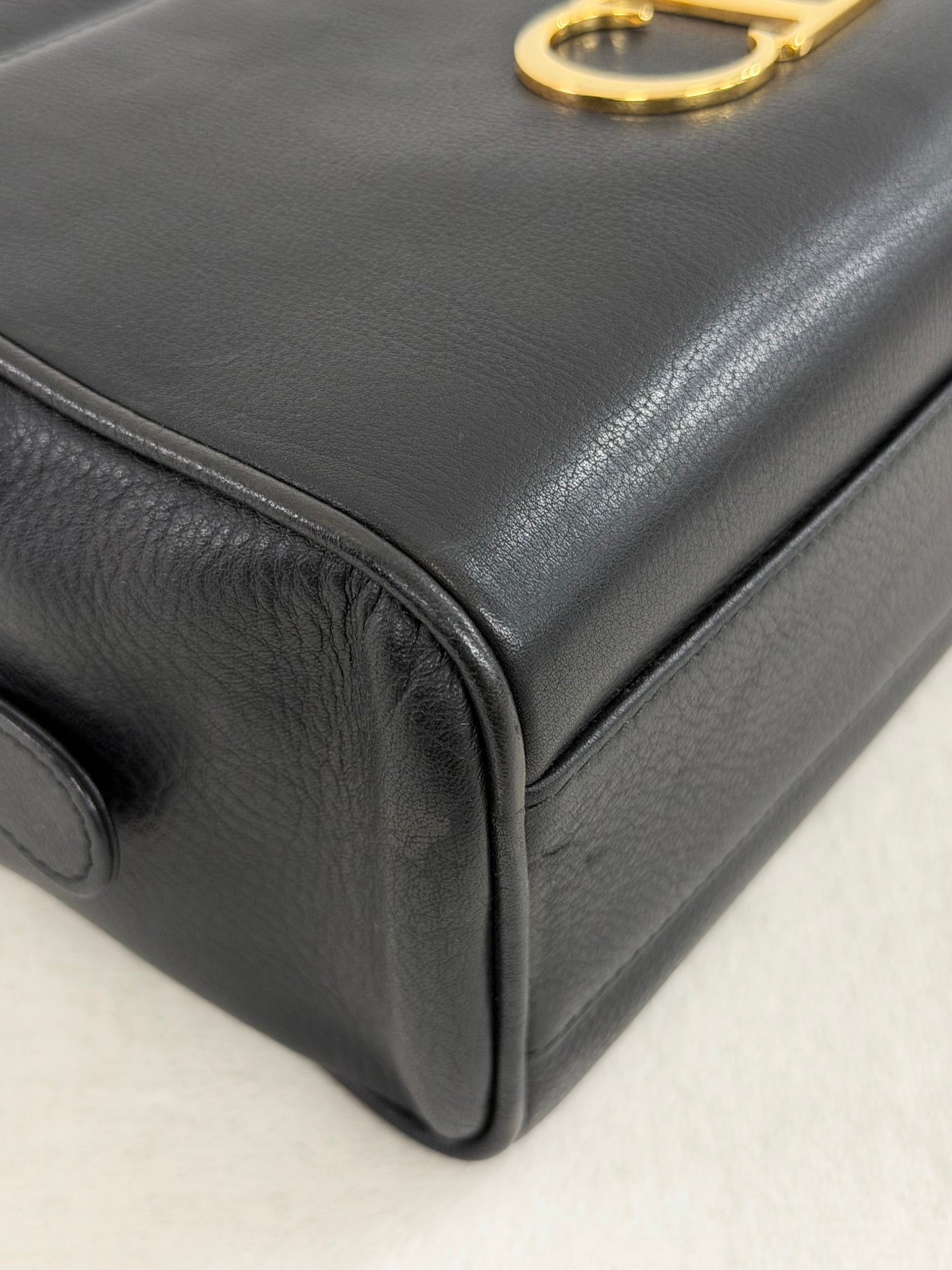 Christian Dior Vintage CD Logo Black Leather Vanity Bag