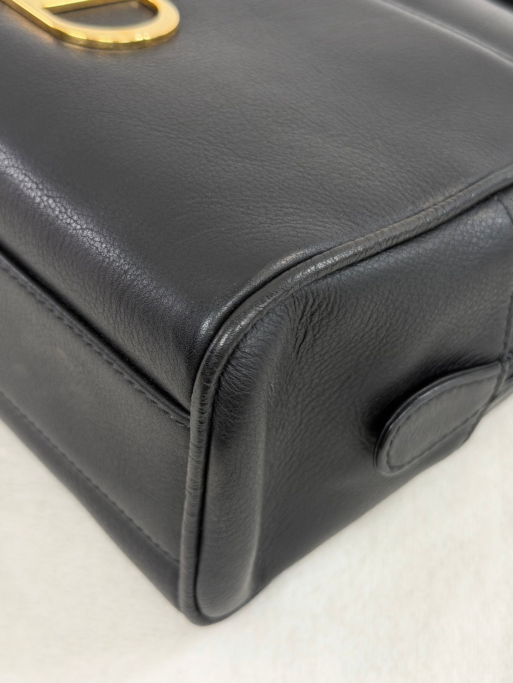 Christian Dior Vintage CD Logo Black Leather Vanity Bag