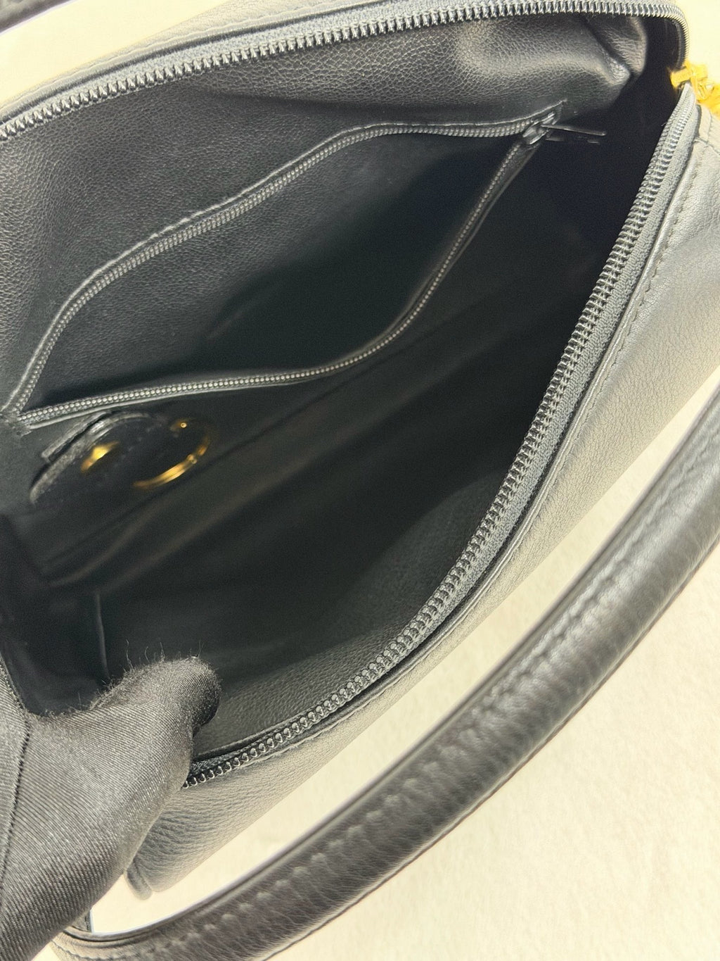 Christian Dior Vintage CD Logo Black Leather Vanity Bag