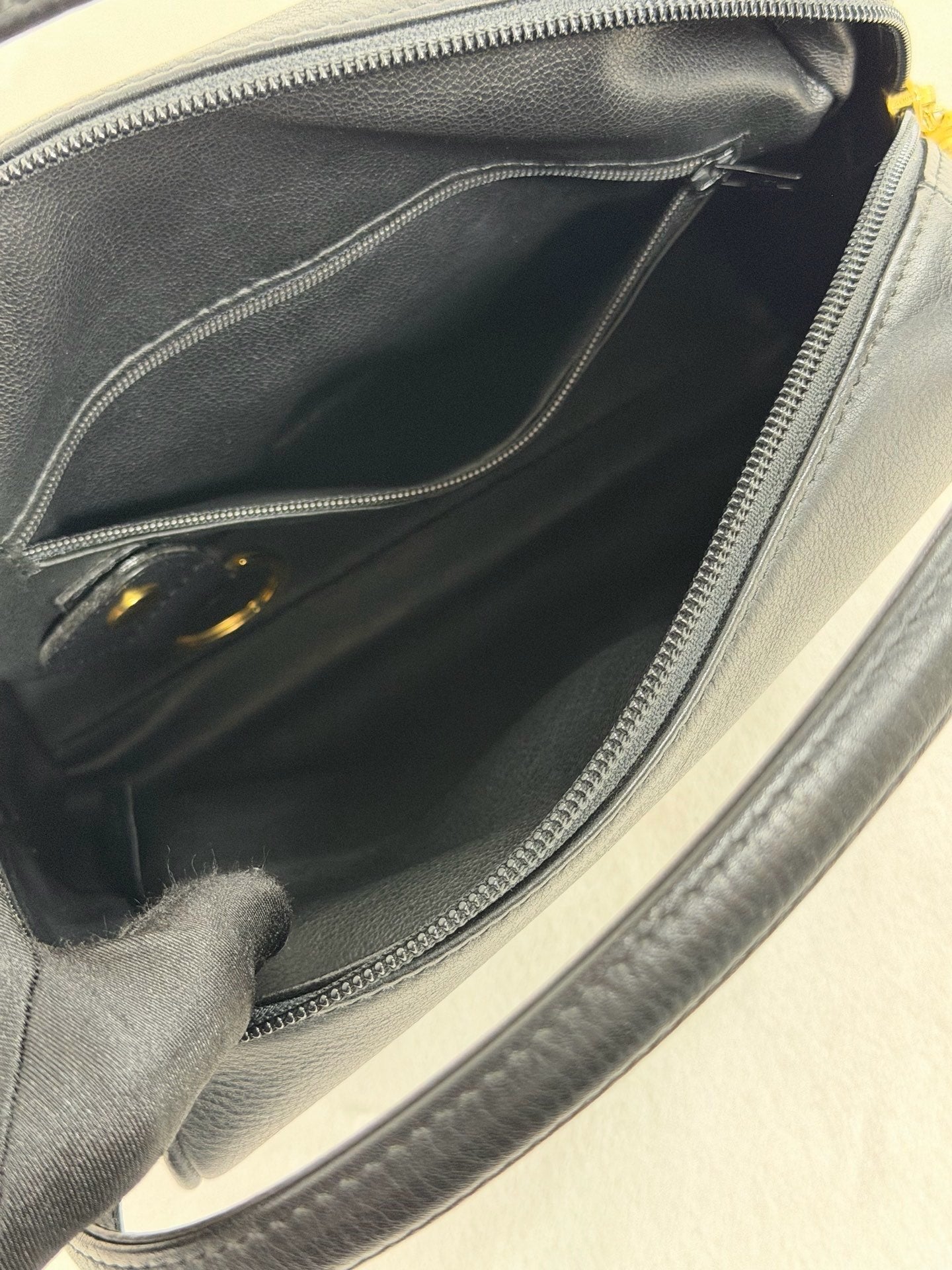 Christian Dior Vintage CD Logo Black Leather Vanity Bag