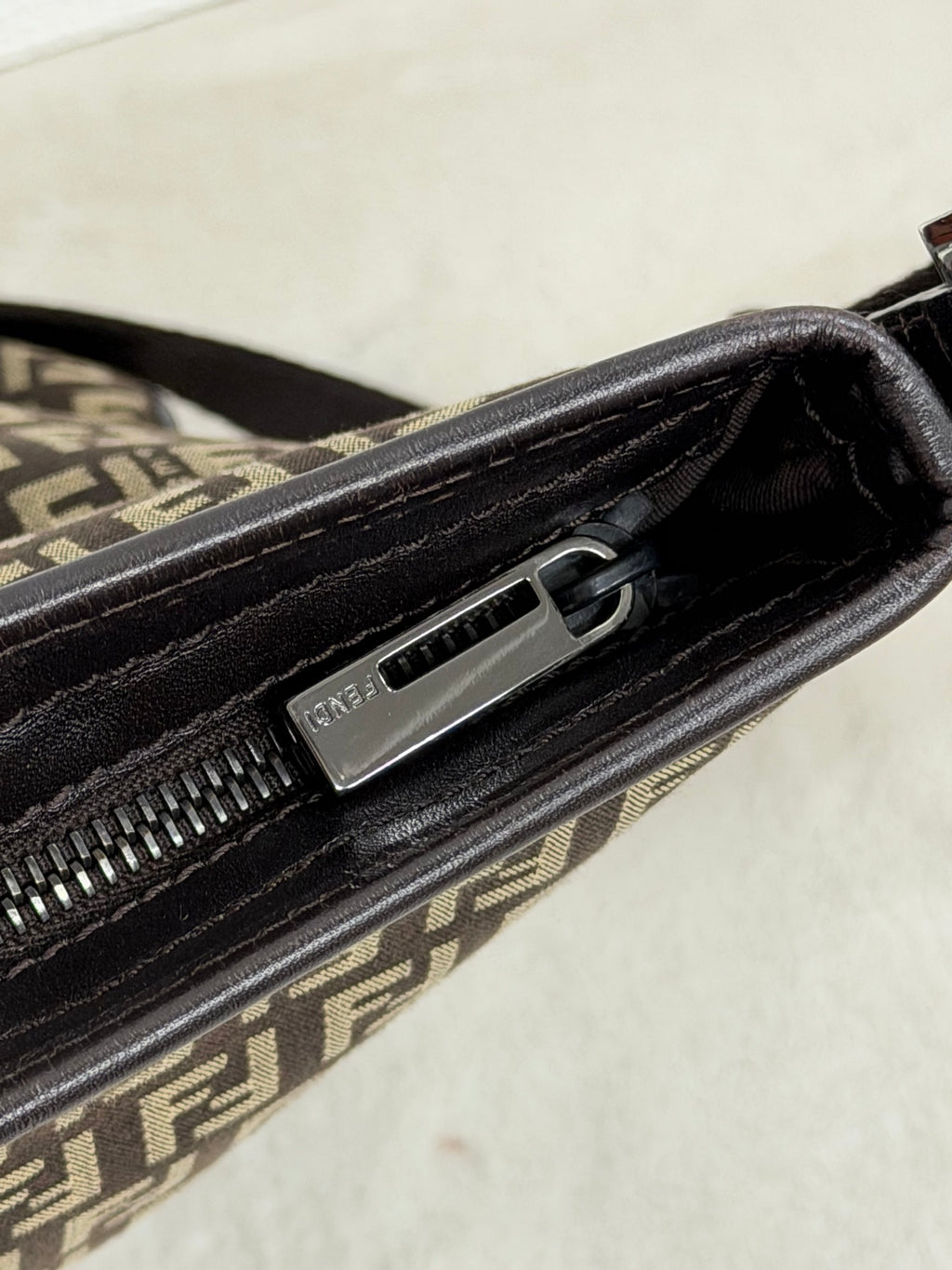 Fendi Vintage Zucchino Canvas Flat Shoulder Bag