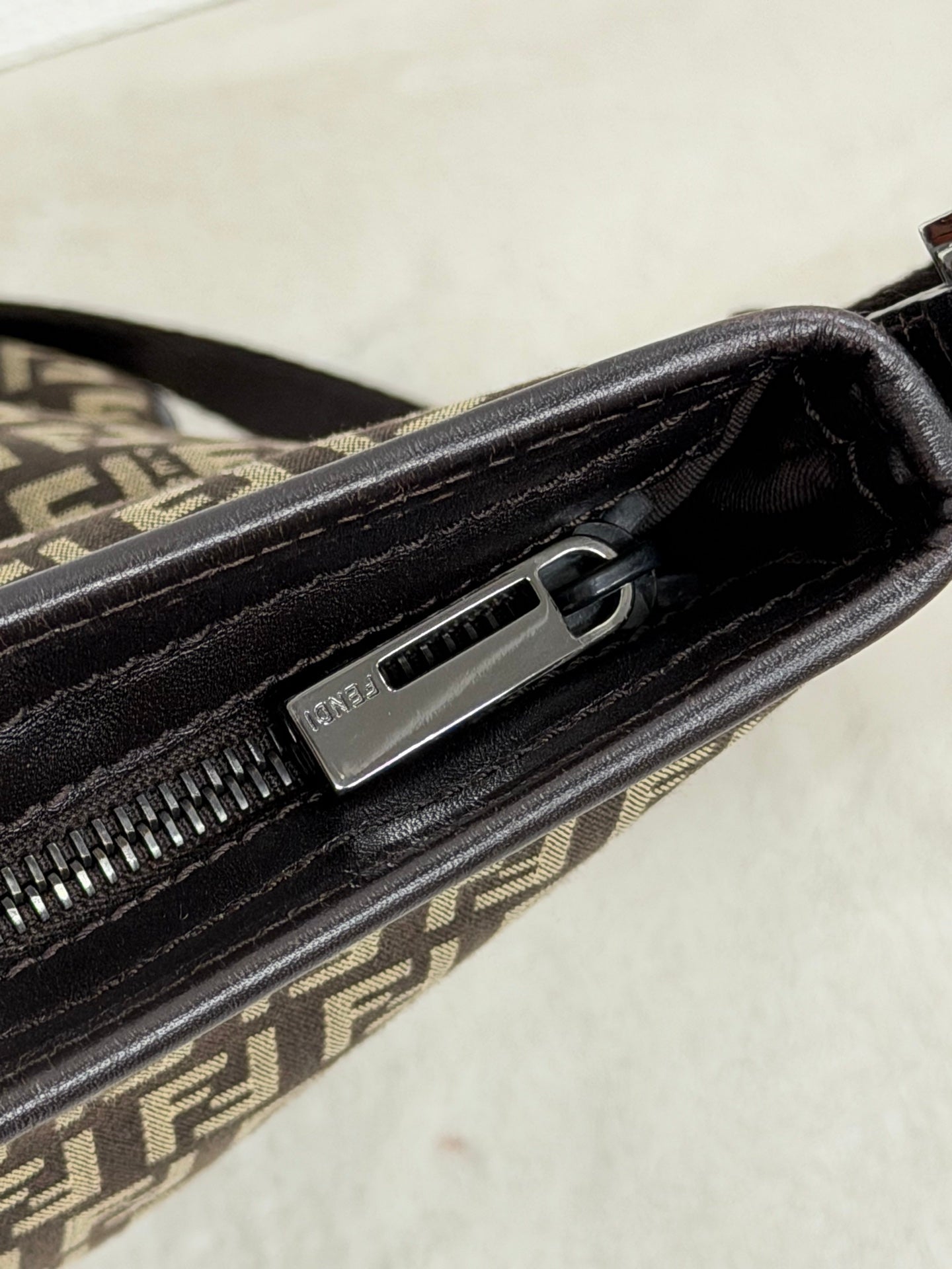 Fendi Vintage Zucchino Canvas Flat Shoulder Bag