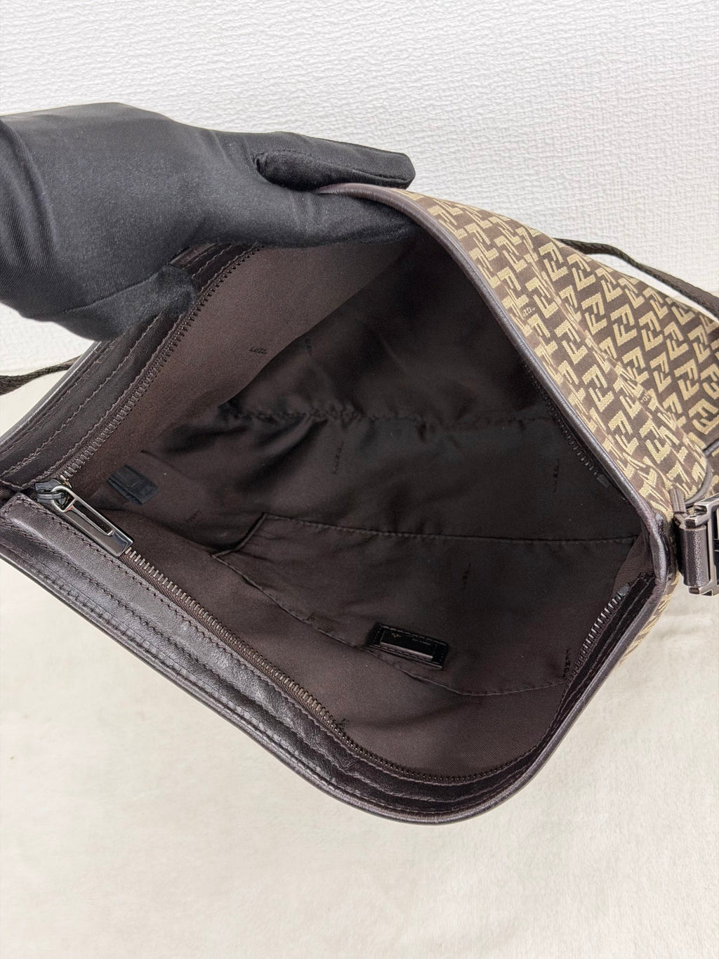 Fendi Vintage Zucchino Canvas Flat Shoulder Bag