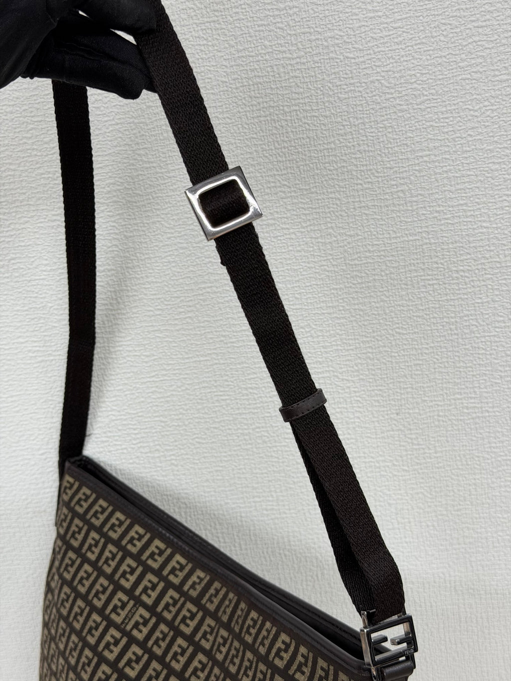 Fendi Vintage Zucchino Canvas Flat Shoulder Bag