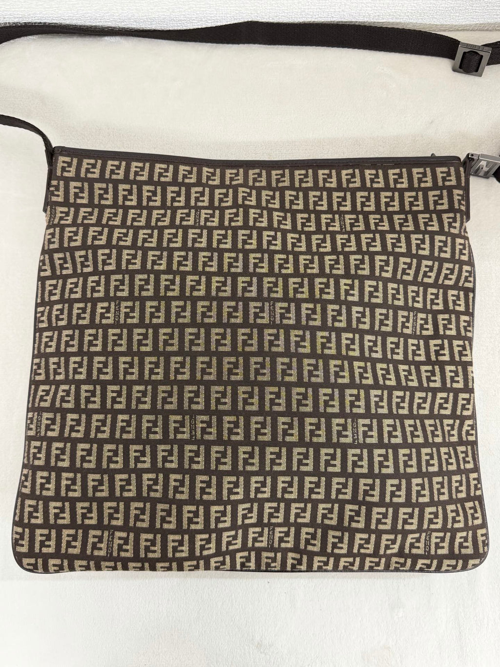 Fendi Vintage Zucchino Canvas Flat Shoulder Bag