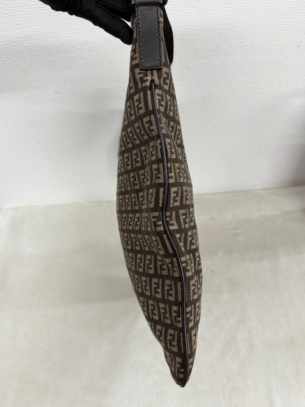 Fendi Vintage Zucchino Canvas Flat Shoulder Bag