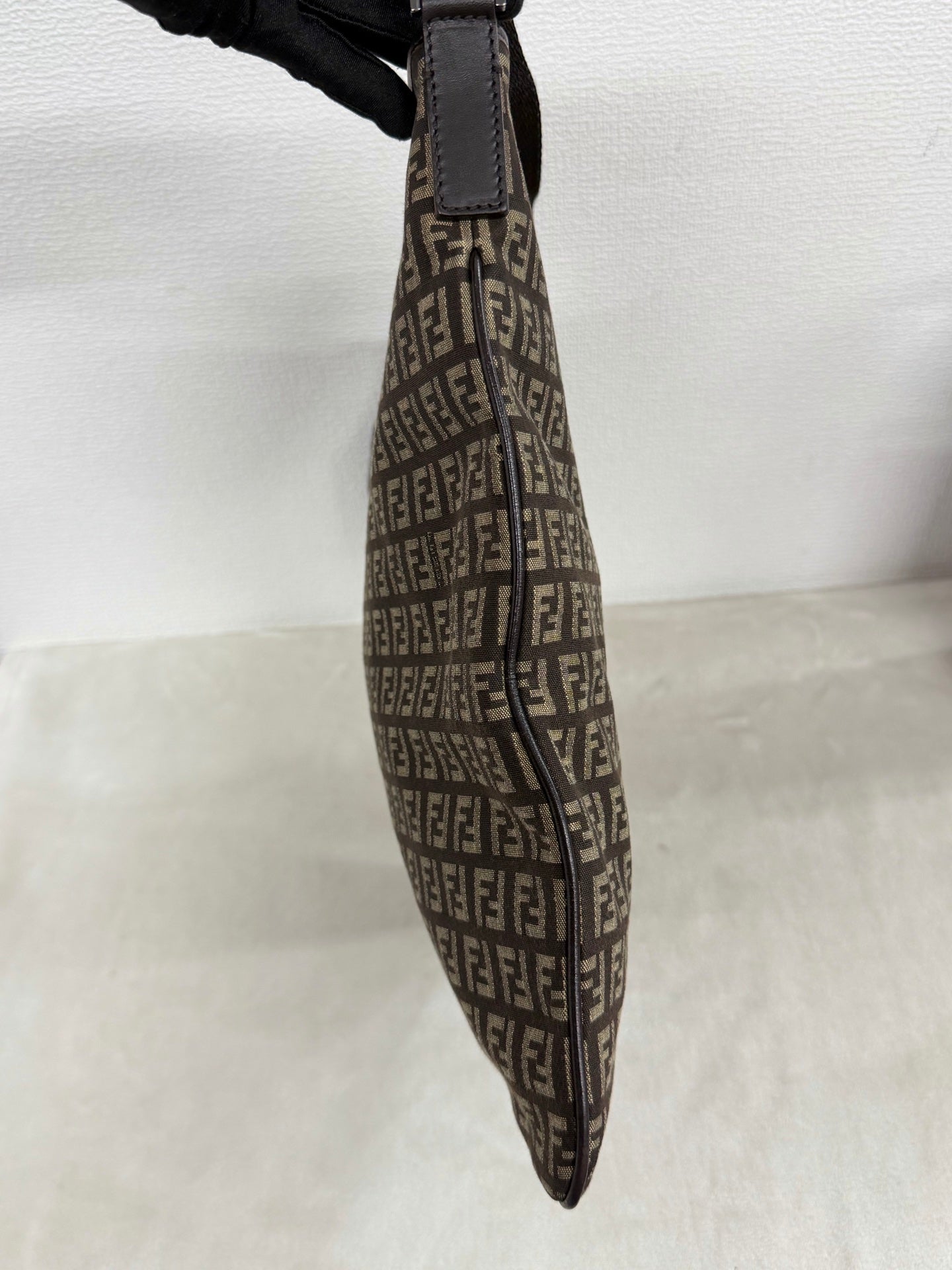 Fendi Vintage Zucchino Canvas Flat Shoulder Bag