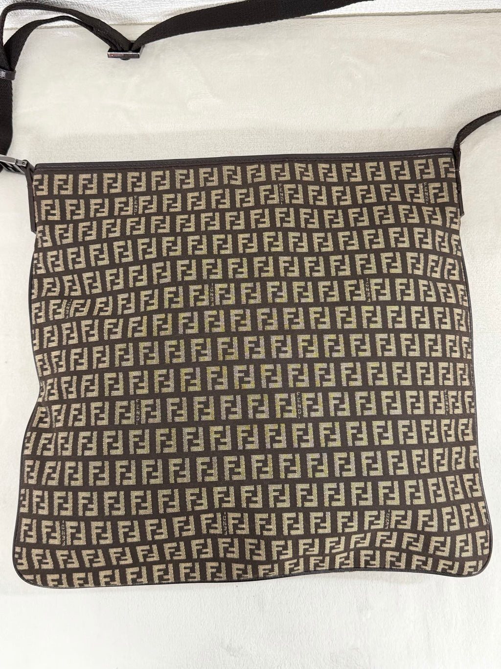 Fendi Vintage Zucchino Canvas Flat Shoulder Bag