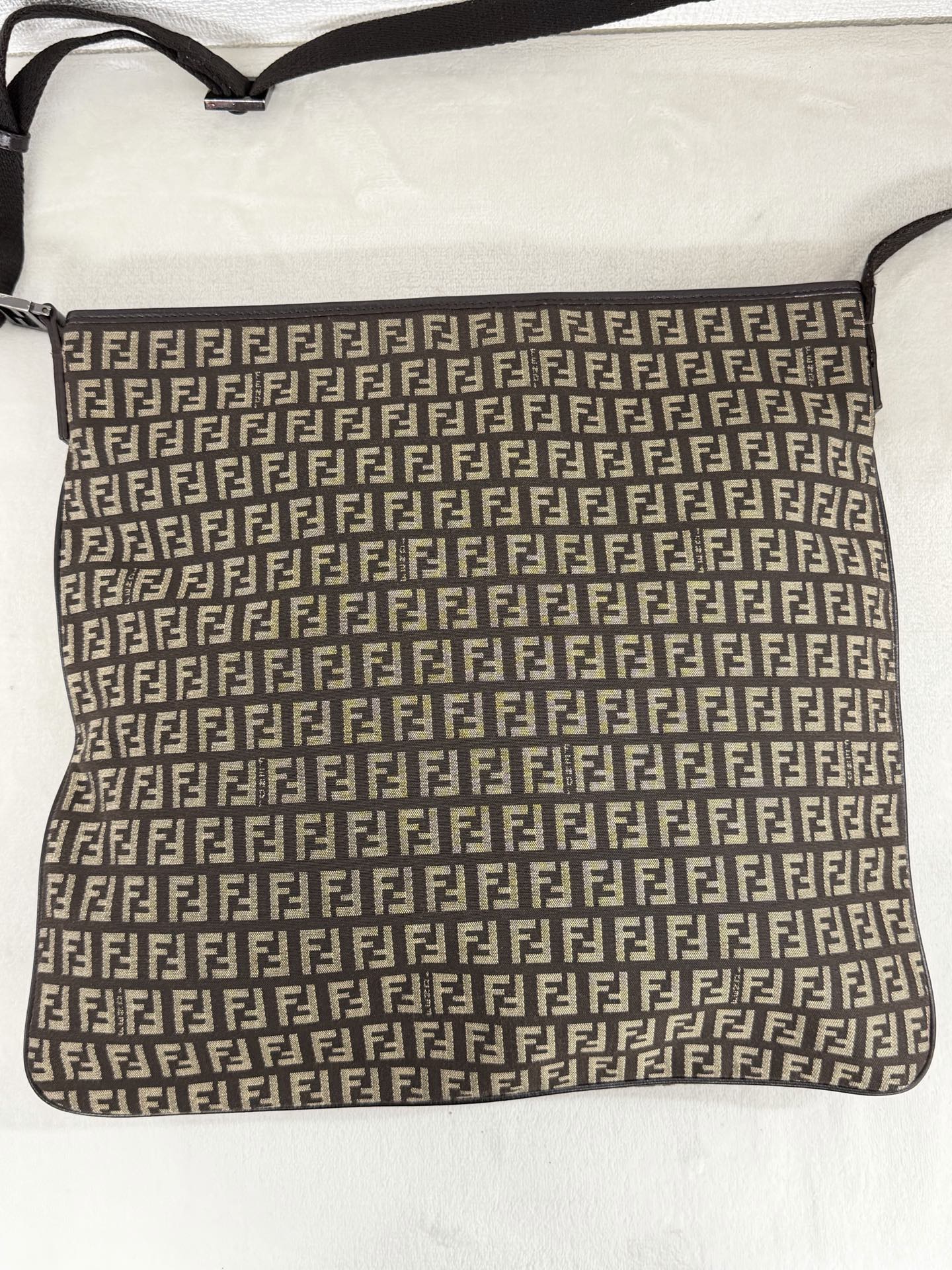Fendi Vintage Zucchino Canvas Flat Shoulder Bag