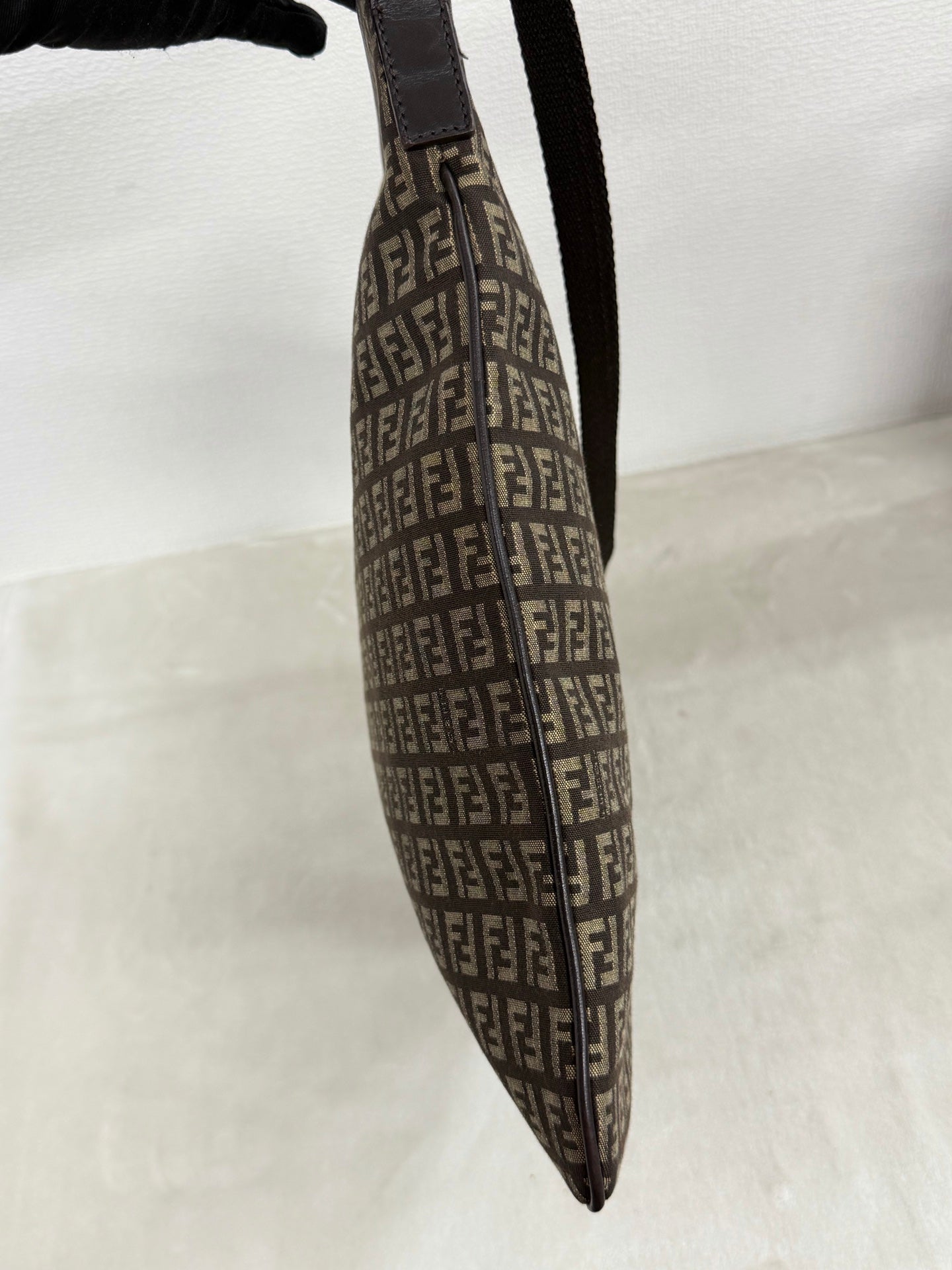 Fendi Vintage Zucchino Canvas Flat Shoulder Bag