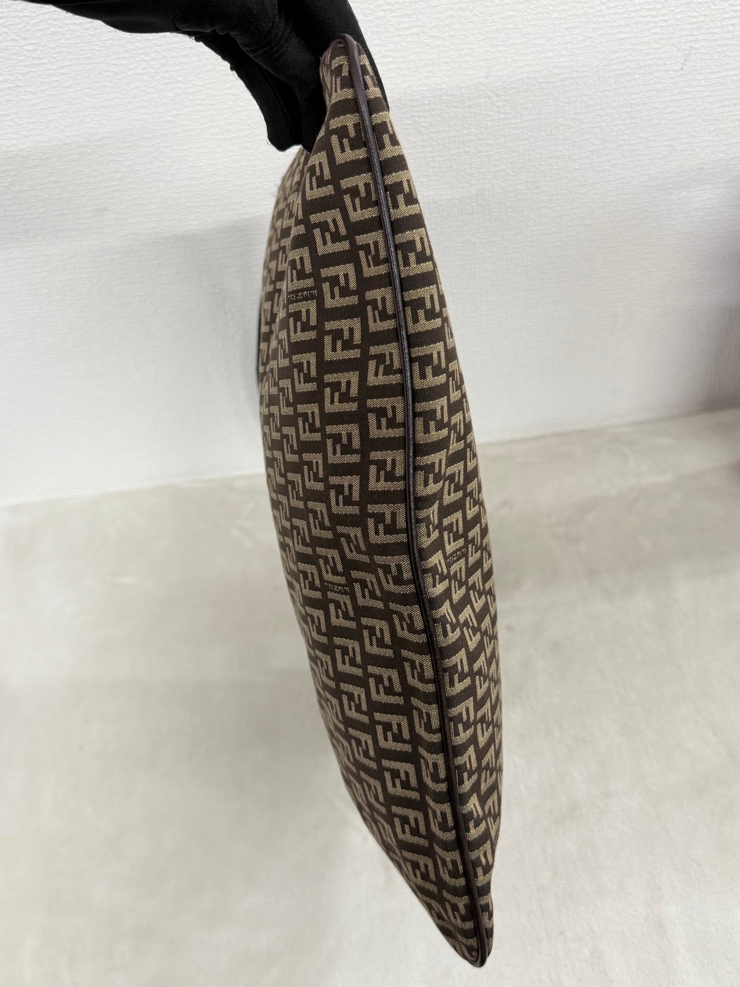 Fendi Vintage Zucchino Canvas Flat Shoulder Bag