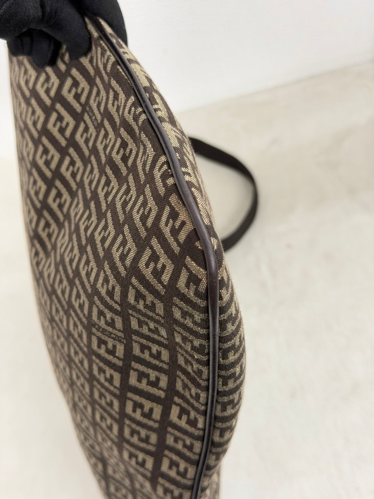 Fendi Vintage Zucchino Canvas Flat Shoulder Bag