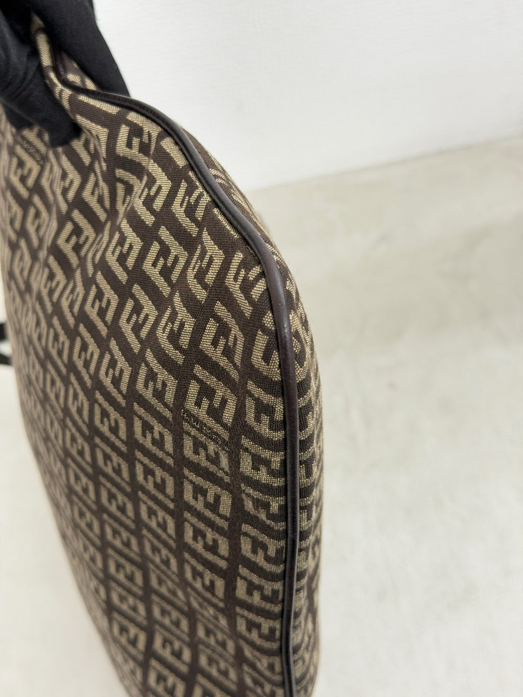 Fendi Vintage Zucchino Canvas Flat Shoulder Bag