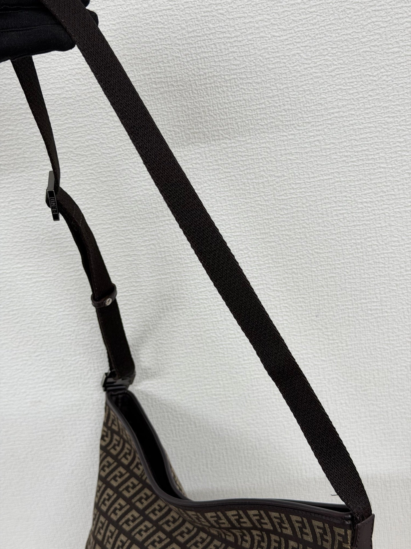 Fendi Vintage Zucchino Canvas Flat Shoulder Bag