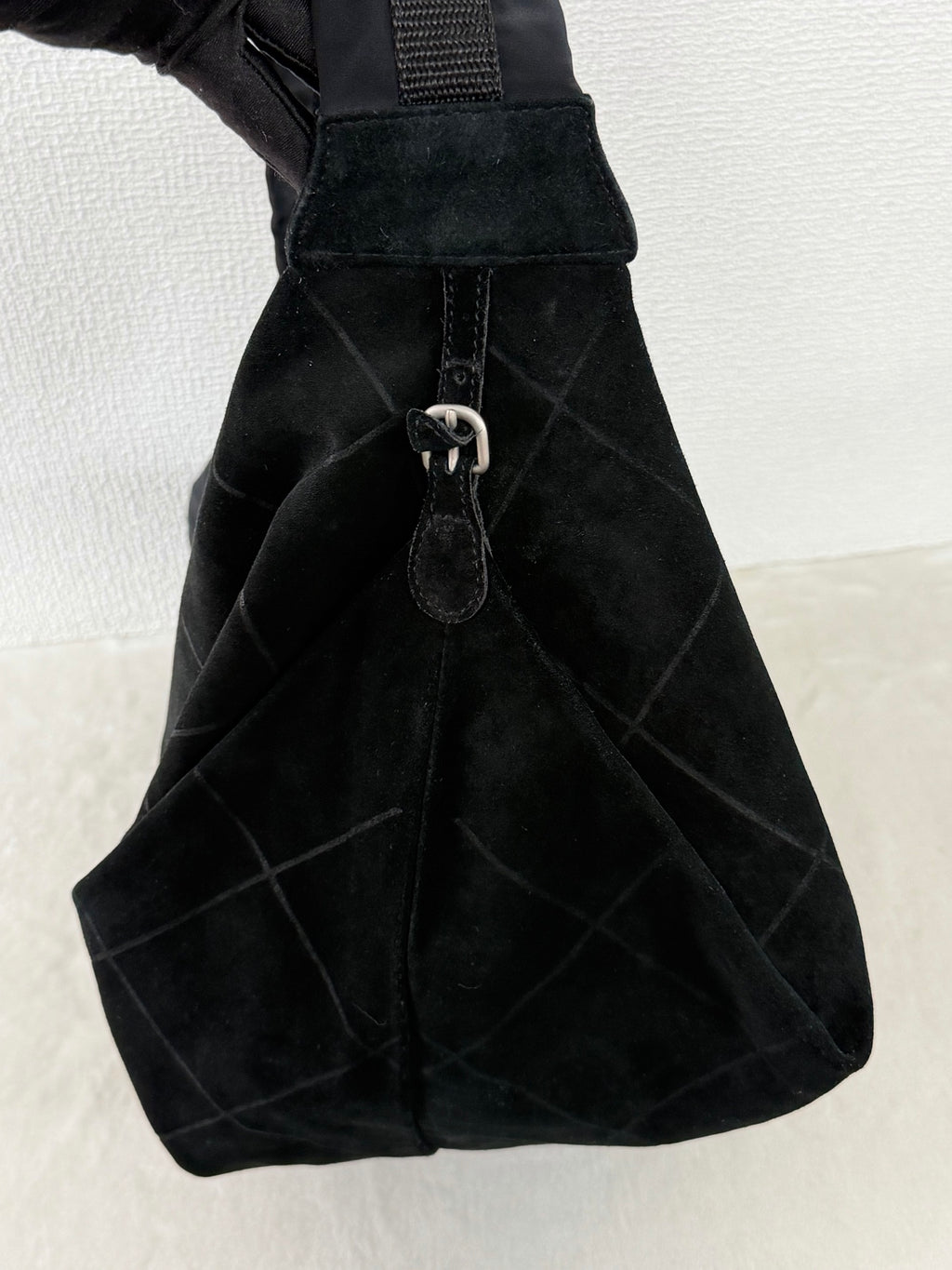 Chanel Black Quilted Suede Hobo Bag