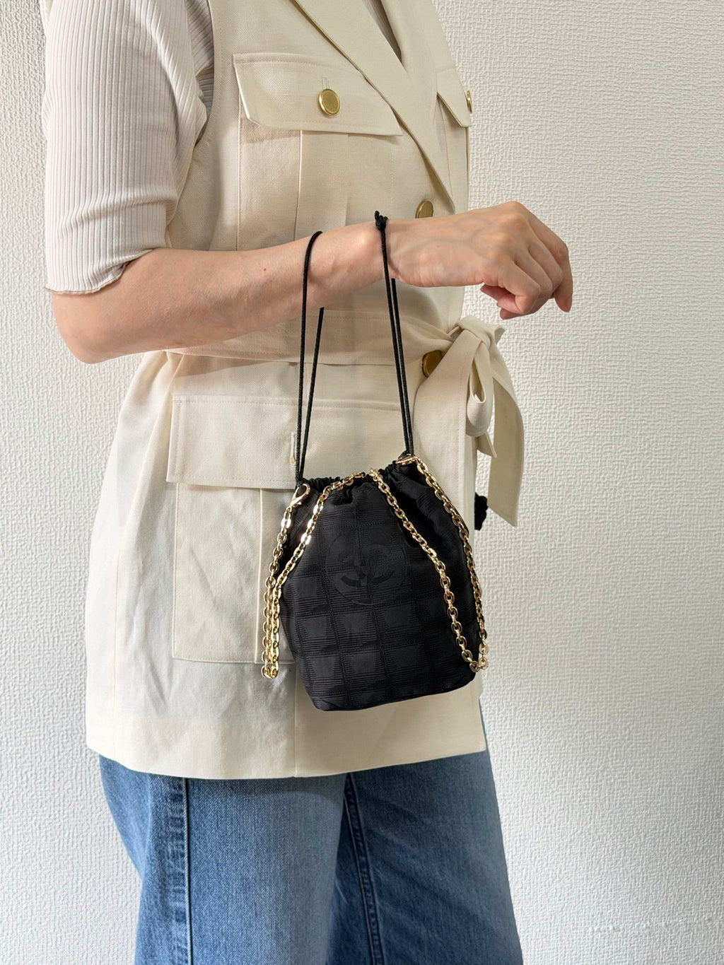 Chanel Vintage New Travel Line Drawstring Bucket Bag