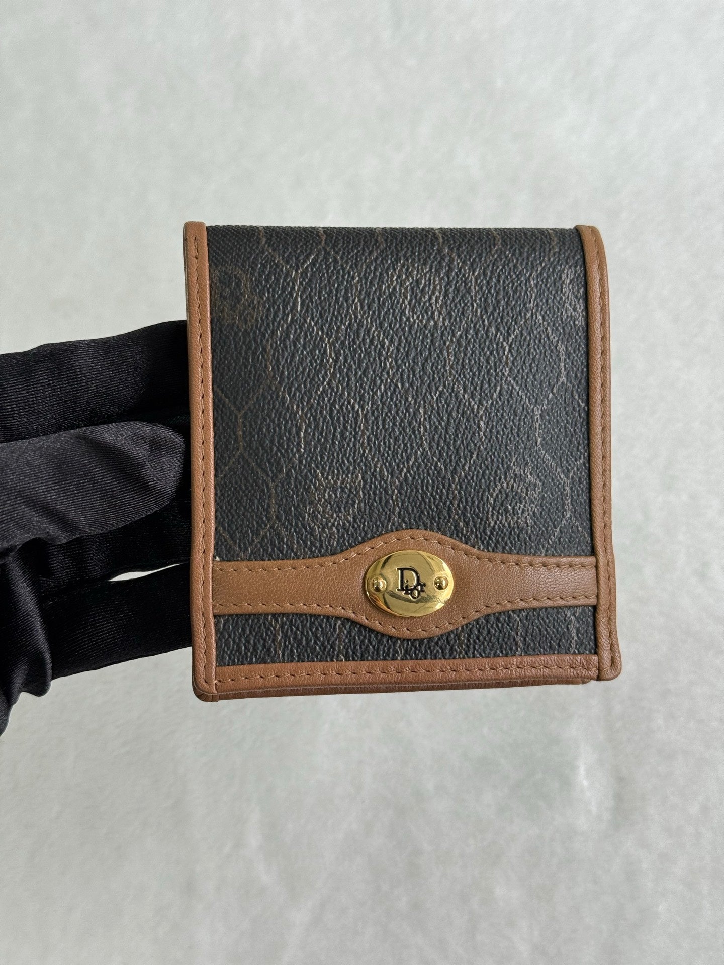 Christian Dior Vintage Honeycomb Canvas Bifold Wallet