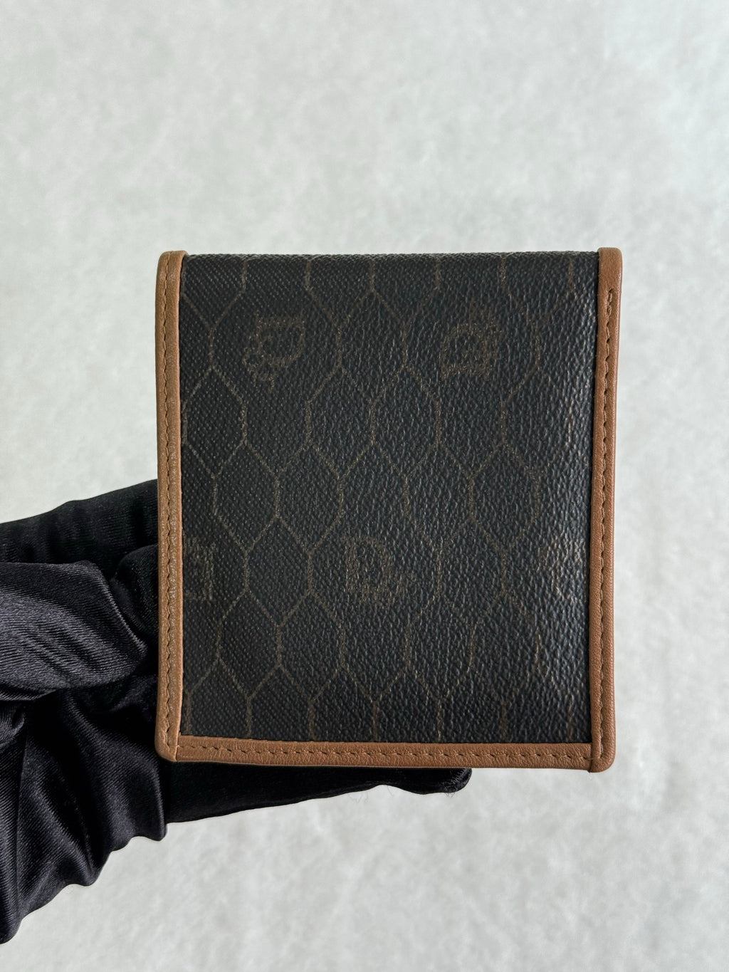 Christian Dior Vintage Honeycomb Canvas Bifold Wallet