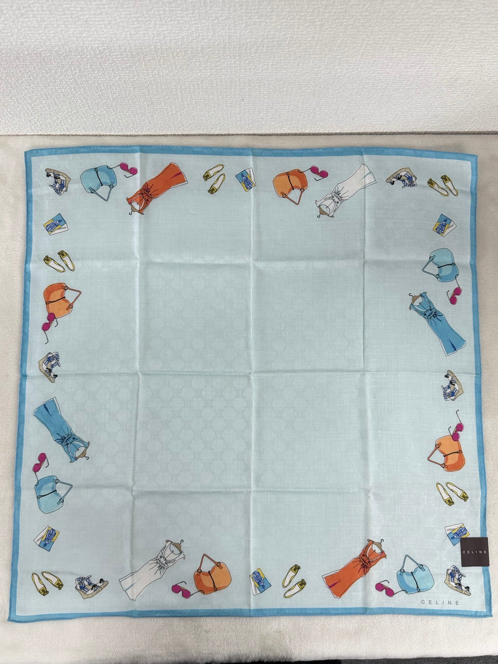Celine Fashion Items Print Large Cotton Handkerchief