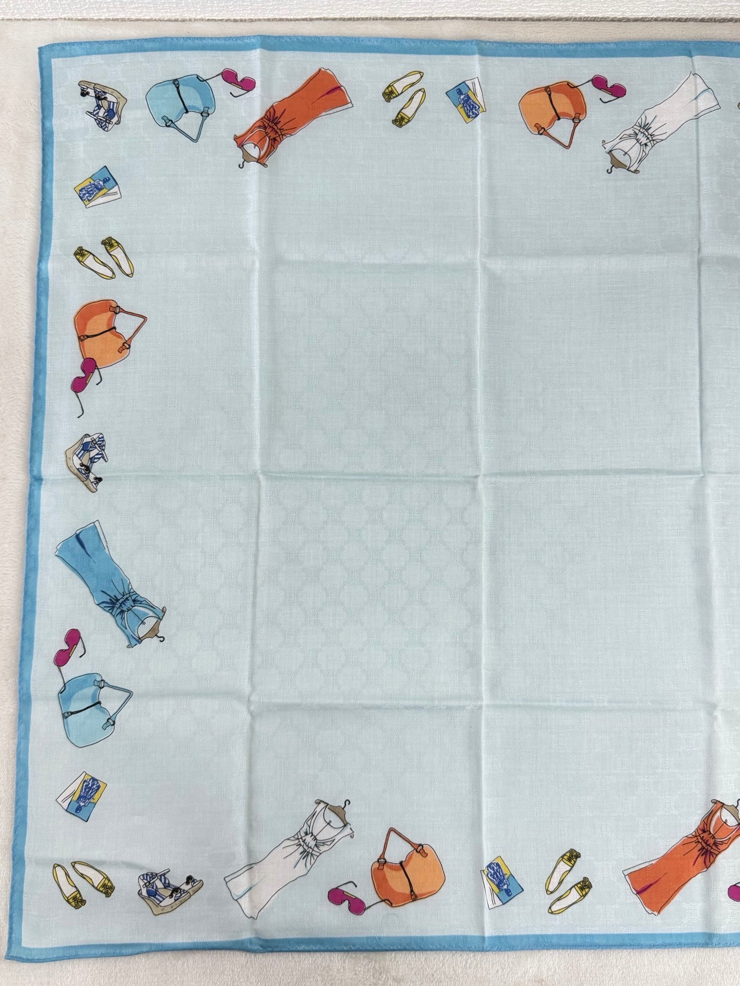 Celine Fashion Items Print Large Cotton Handkerchief