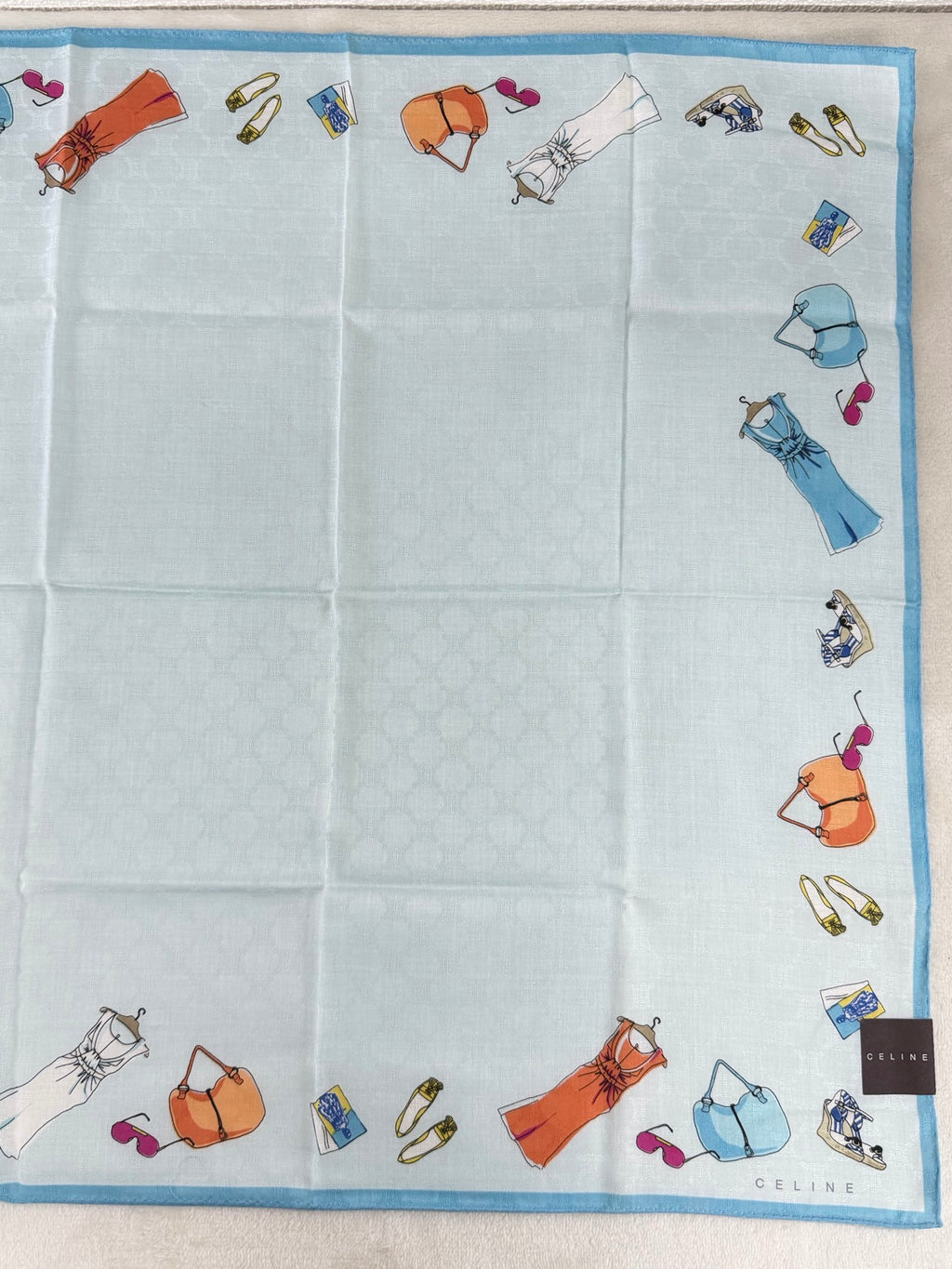 Celine Fashion Items Print Large Cotton Handkerchief