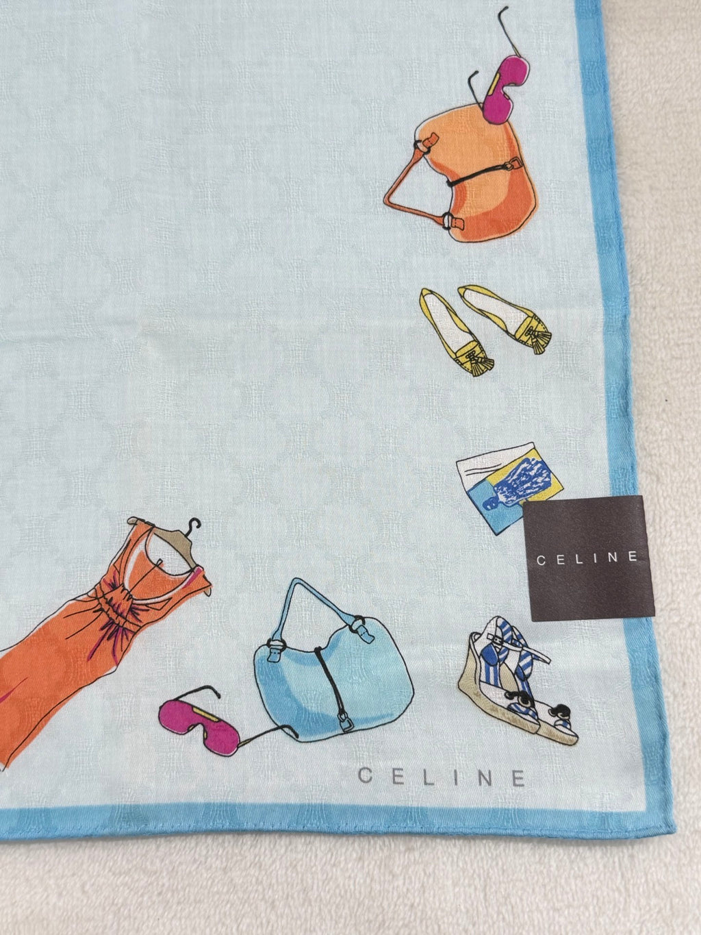 Celine Fashion Items Print Large Cotton Handkerchief