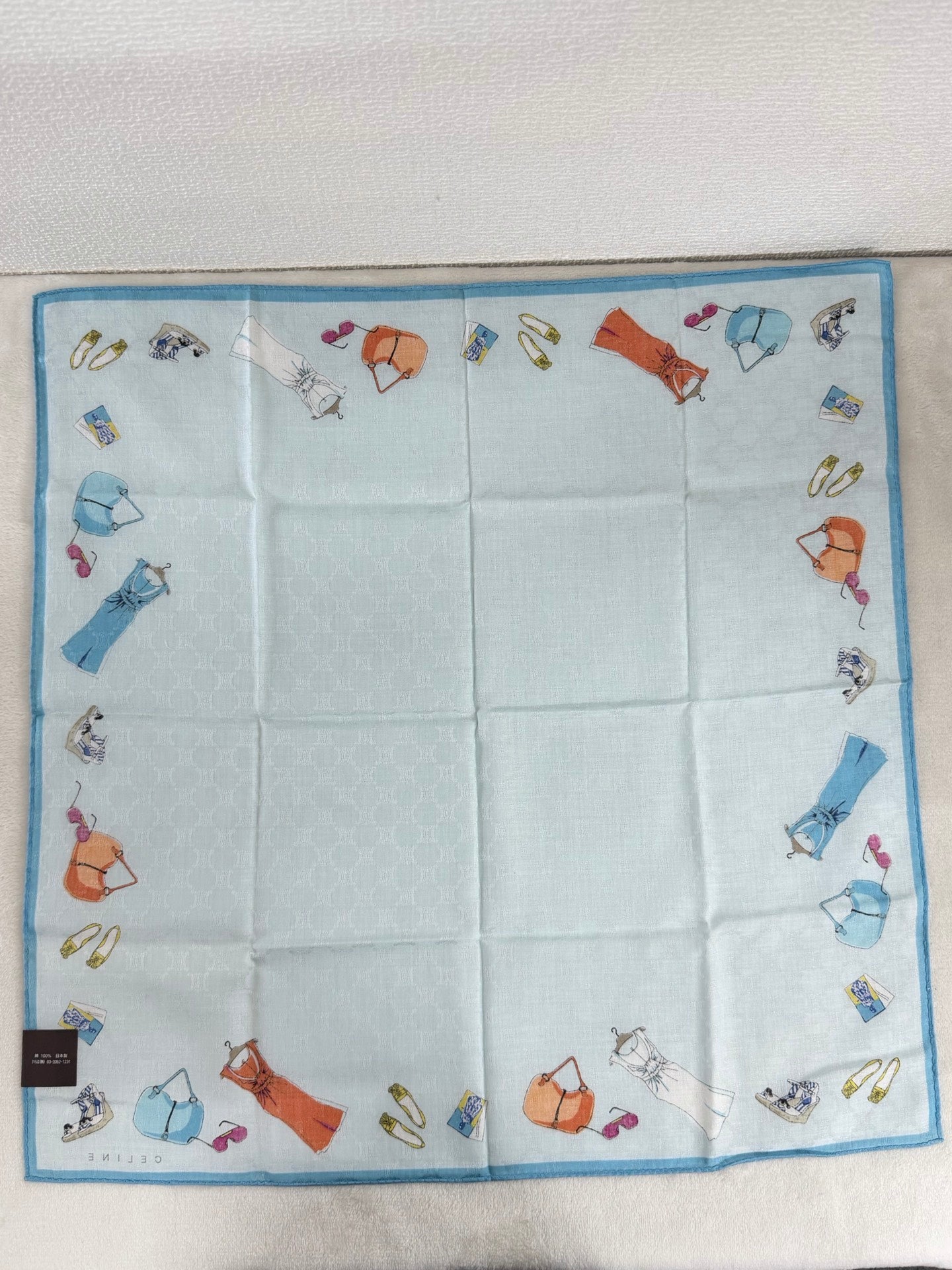 Celine Fashion Items Print Large Cotton Handkerchief