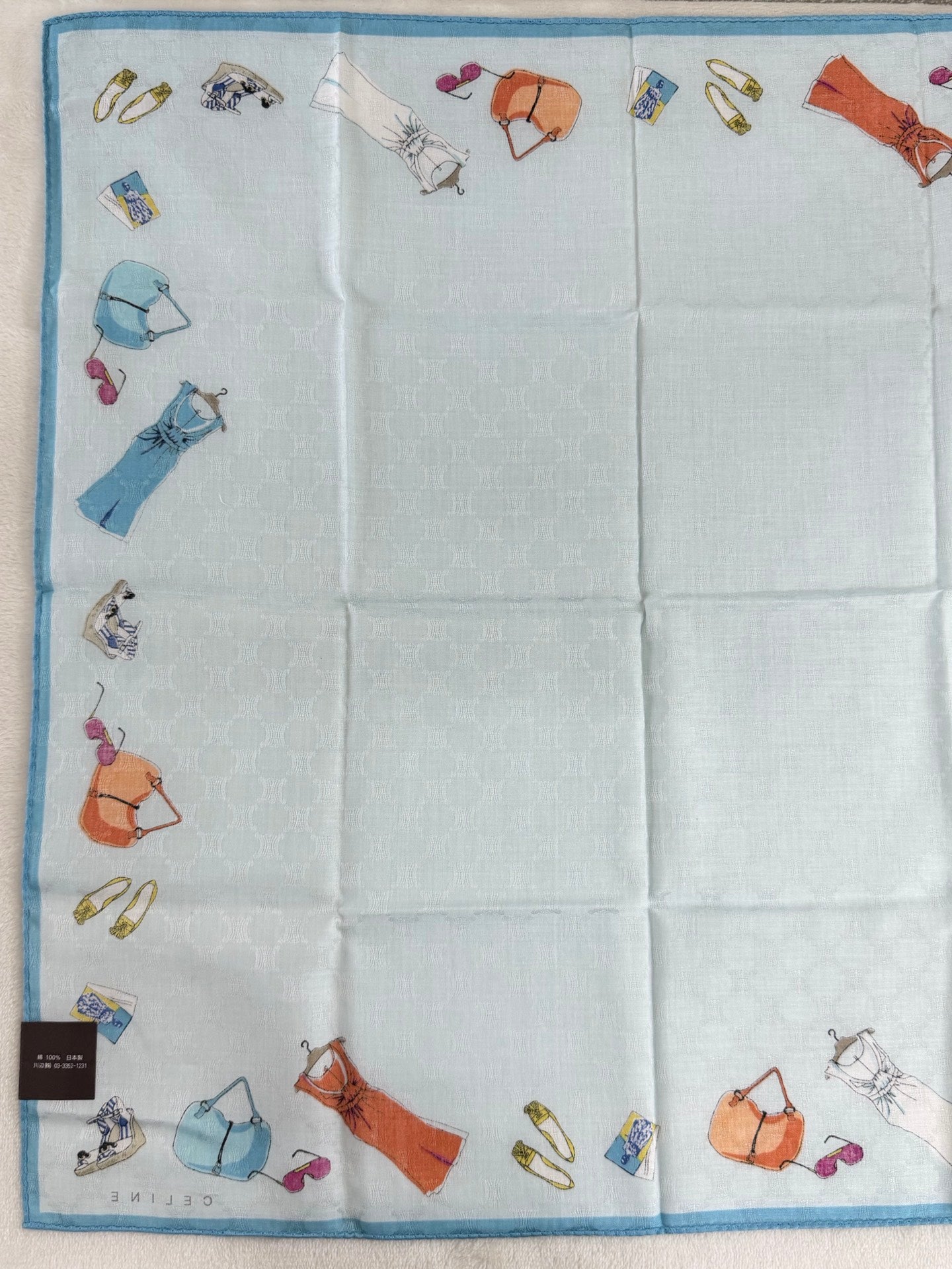 Celine Fashion Items Print Large Cotton Handkerchief