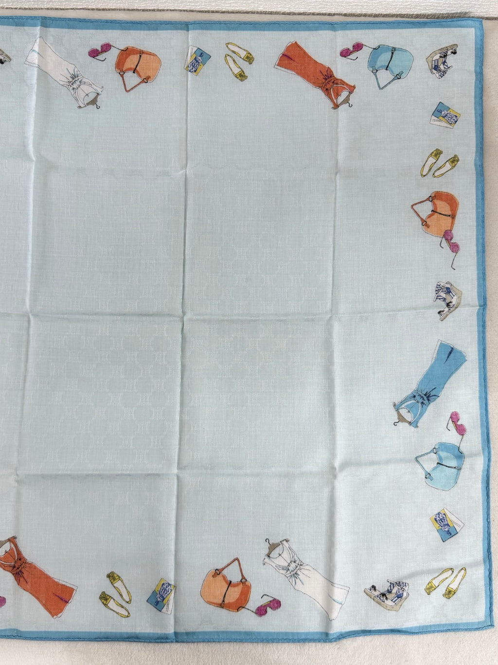 Celine Fashion Items Print Large Cotton Handkerchief