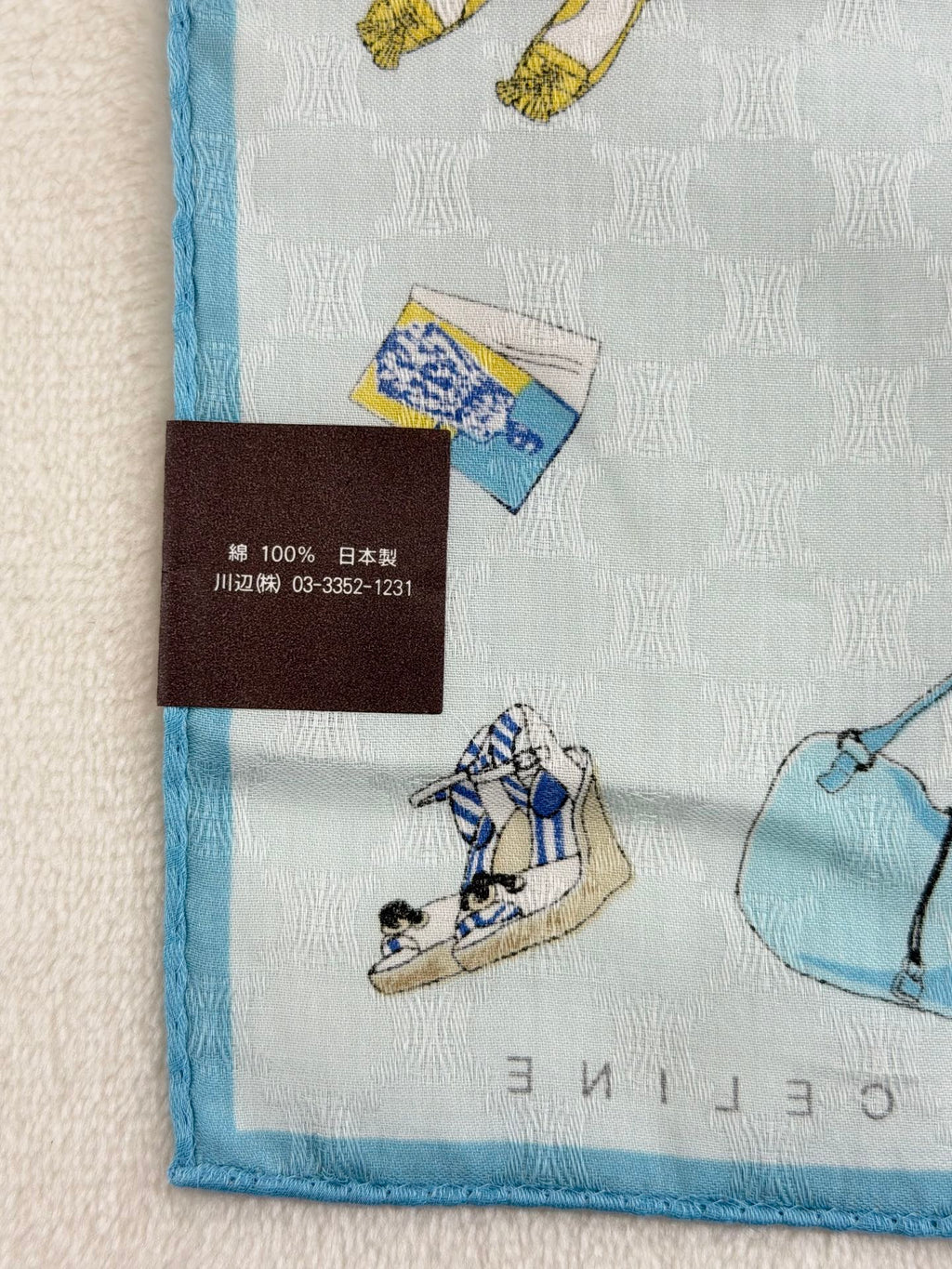 Celine Fashion Items Print Large Cotton Handkerchief