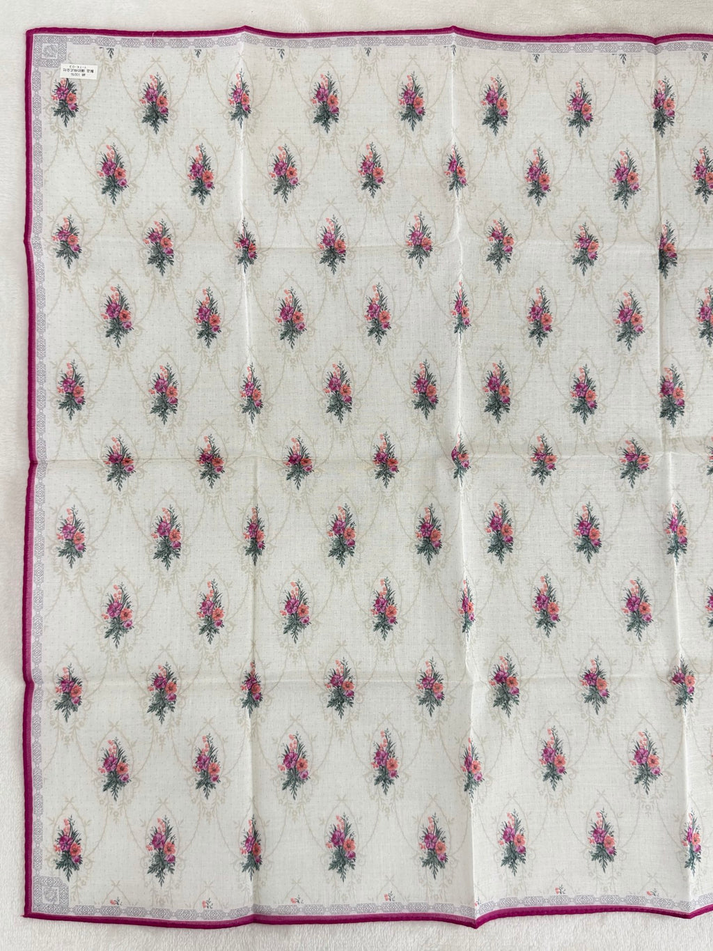Christian Dior Vintage Floral Print Cotton Handkerchief