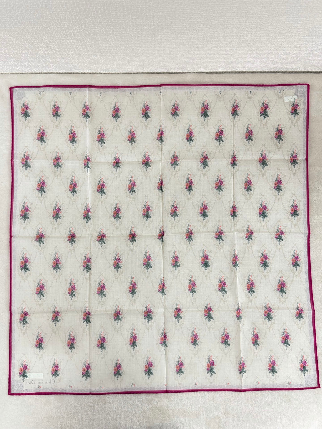 Christian Dior Vintage Floral Print Cotton Handkerchief