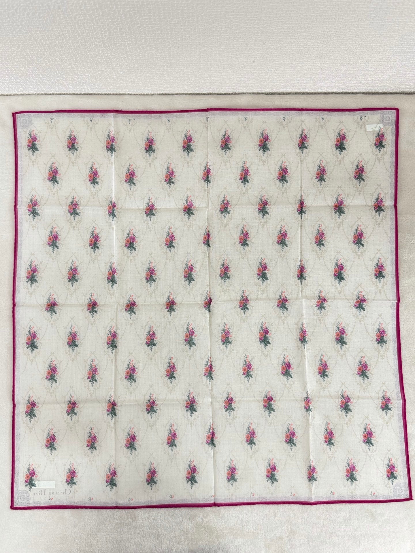 Christian Dior Vintage Floral Print Cotton Handkerchief