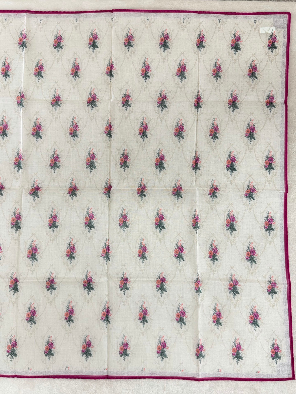 Christian Dior Vintage Floral Print Cotton Handkerchief