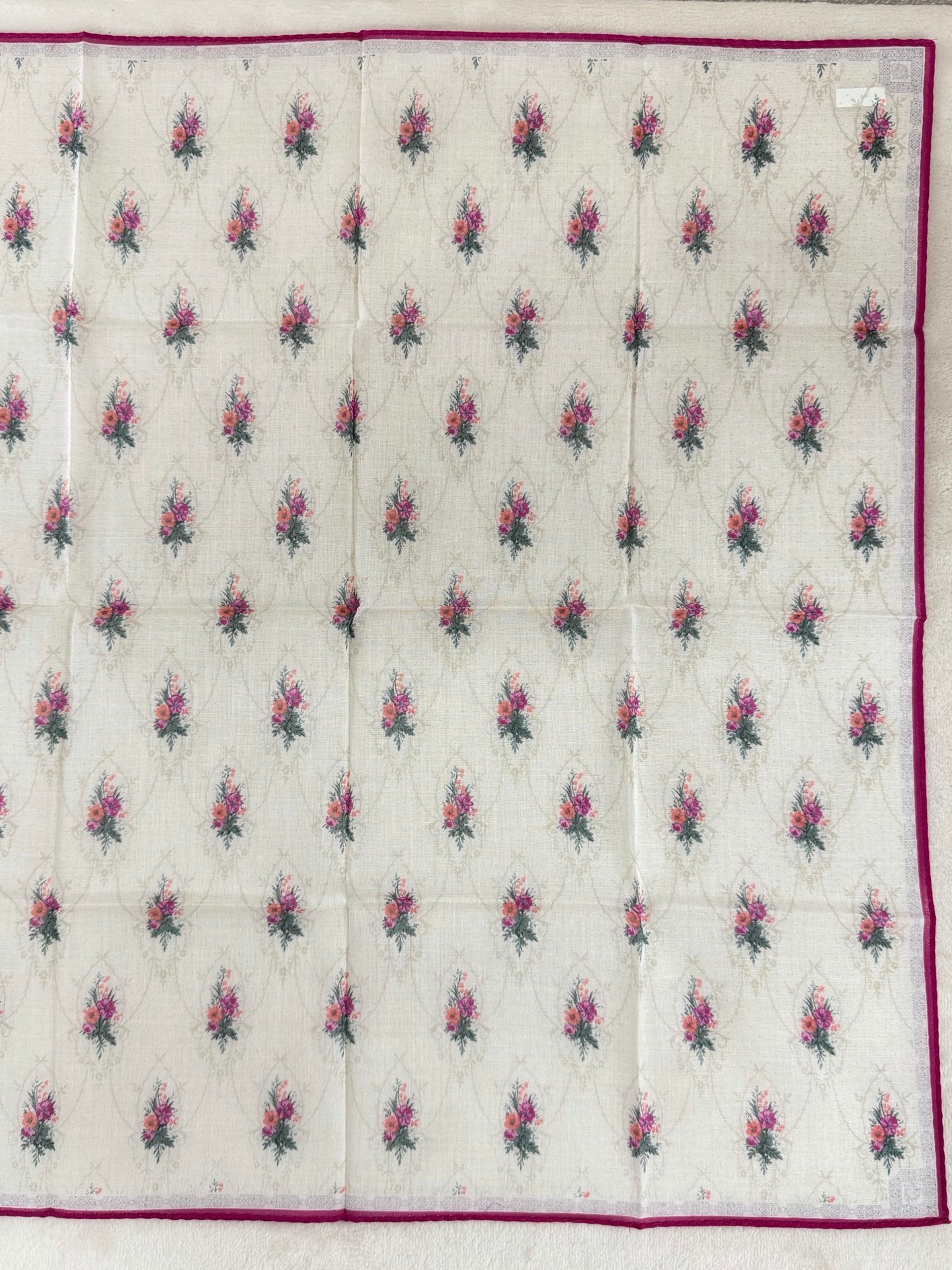 Christian Dior Vintage Floral Print Cotton Handkerchief