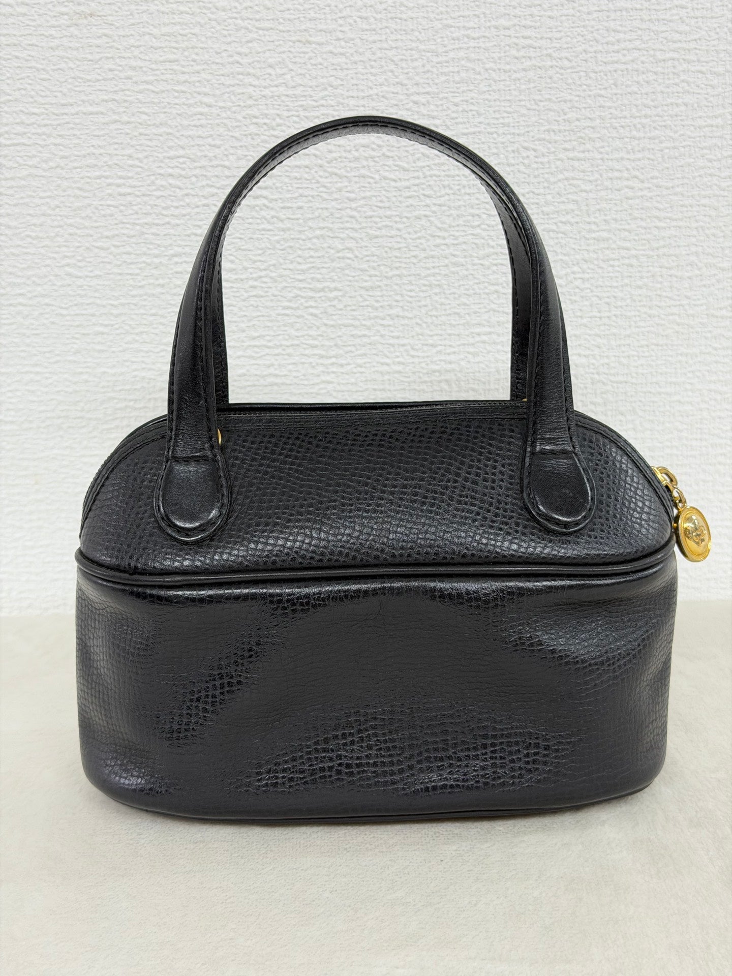 Christian Dior CD Logo Black Leather Vanity Bag