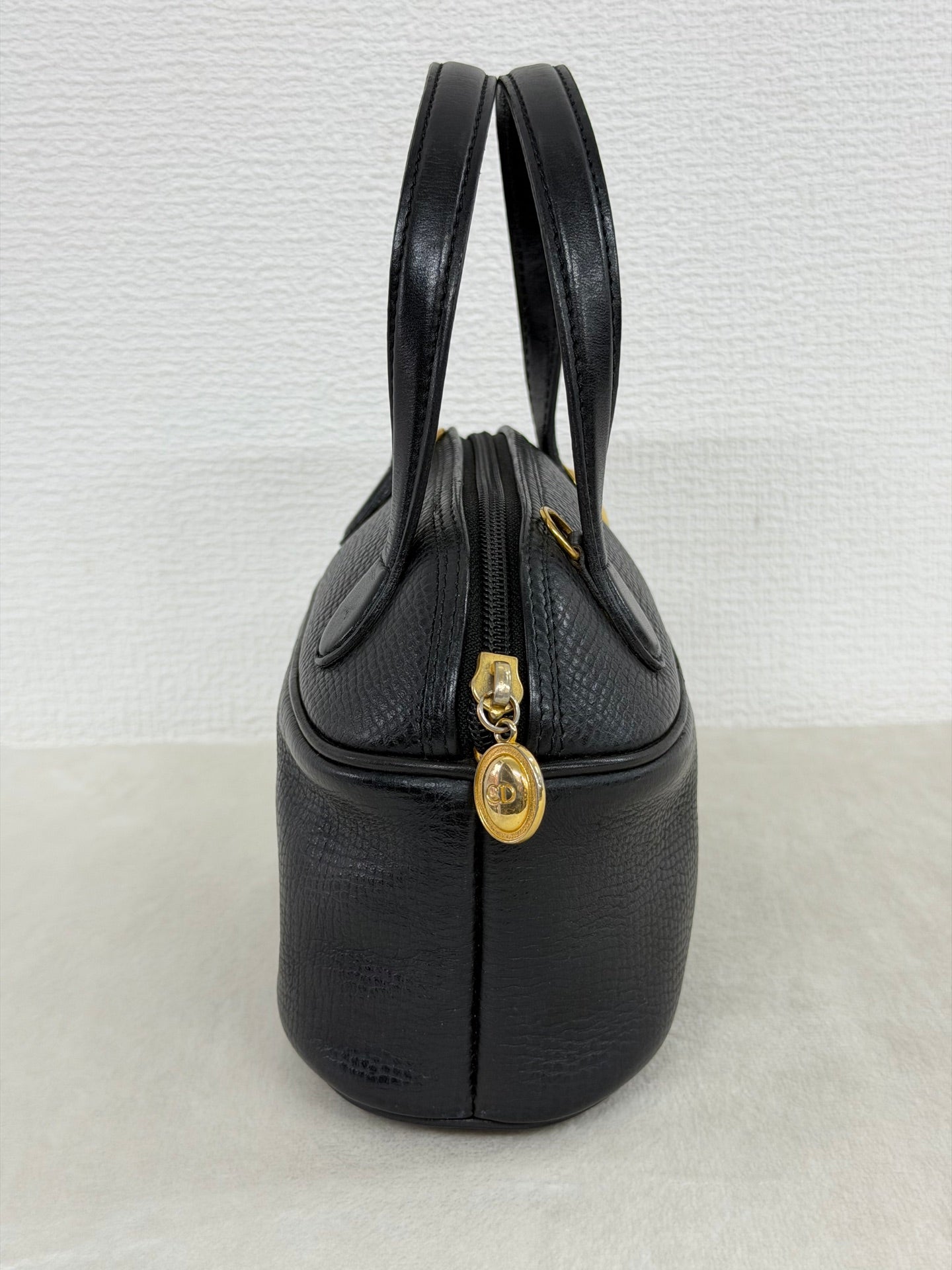 Christian Dior CD Logo Black Leather Vanity Bag