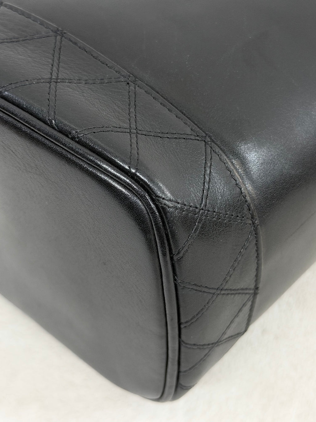 Chanel Black Leather Top Handle Cosmetic Vanity Bag