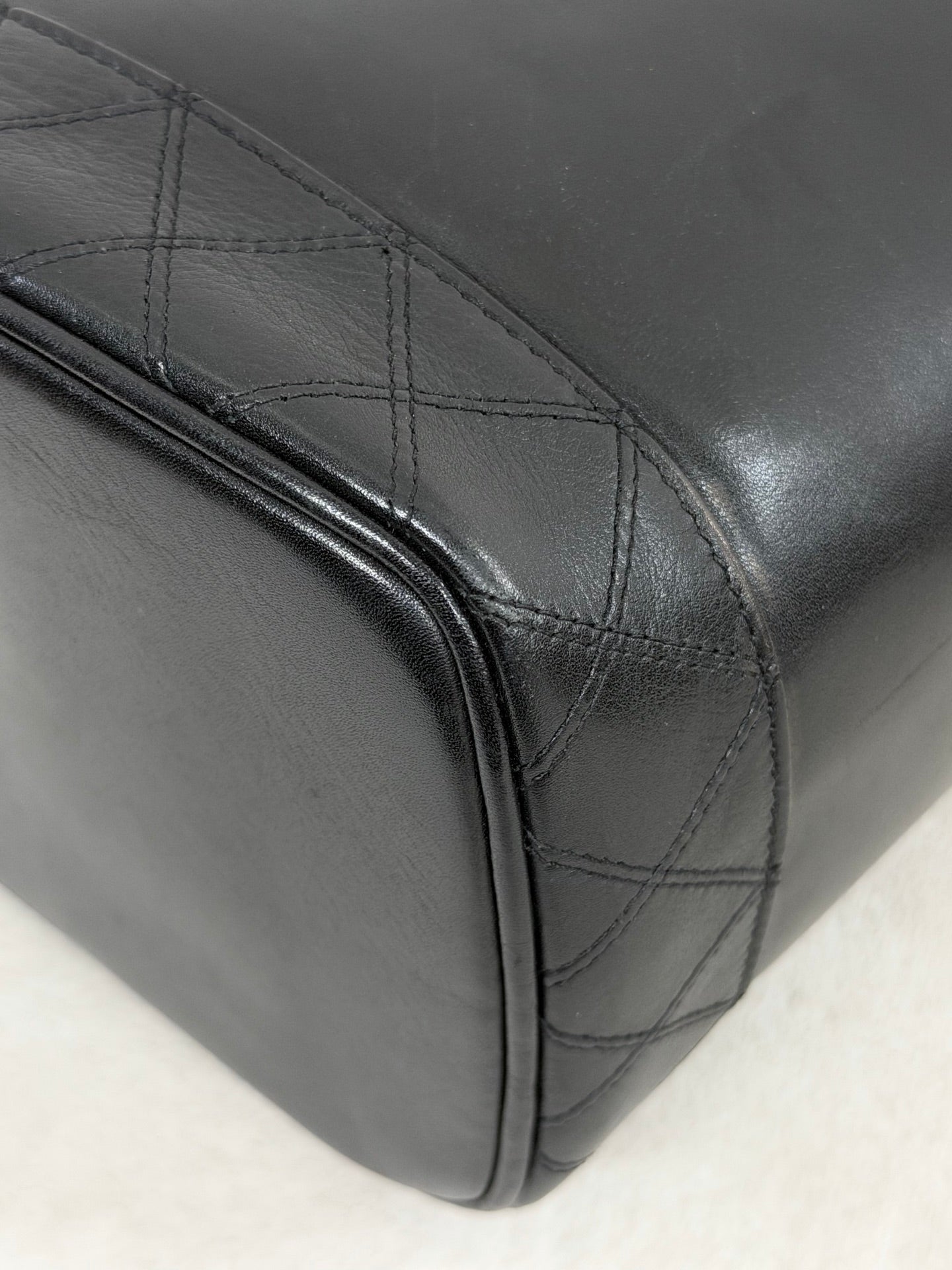Chanel Black Leather Top Handle Cosmetic Vanity Bag