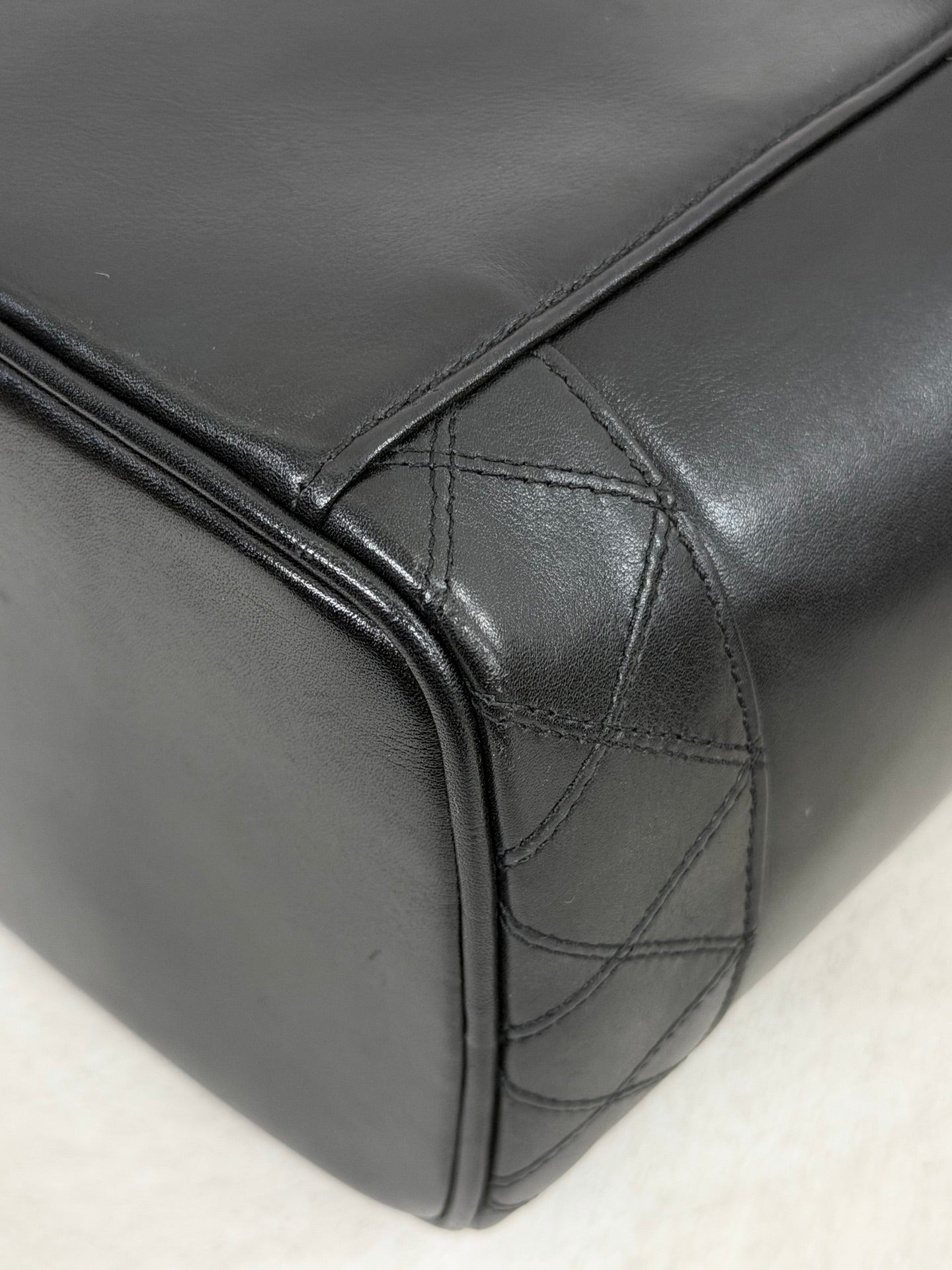 Chanel Black Leather Top Handle Cosmetic Vanity Bag