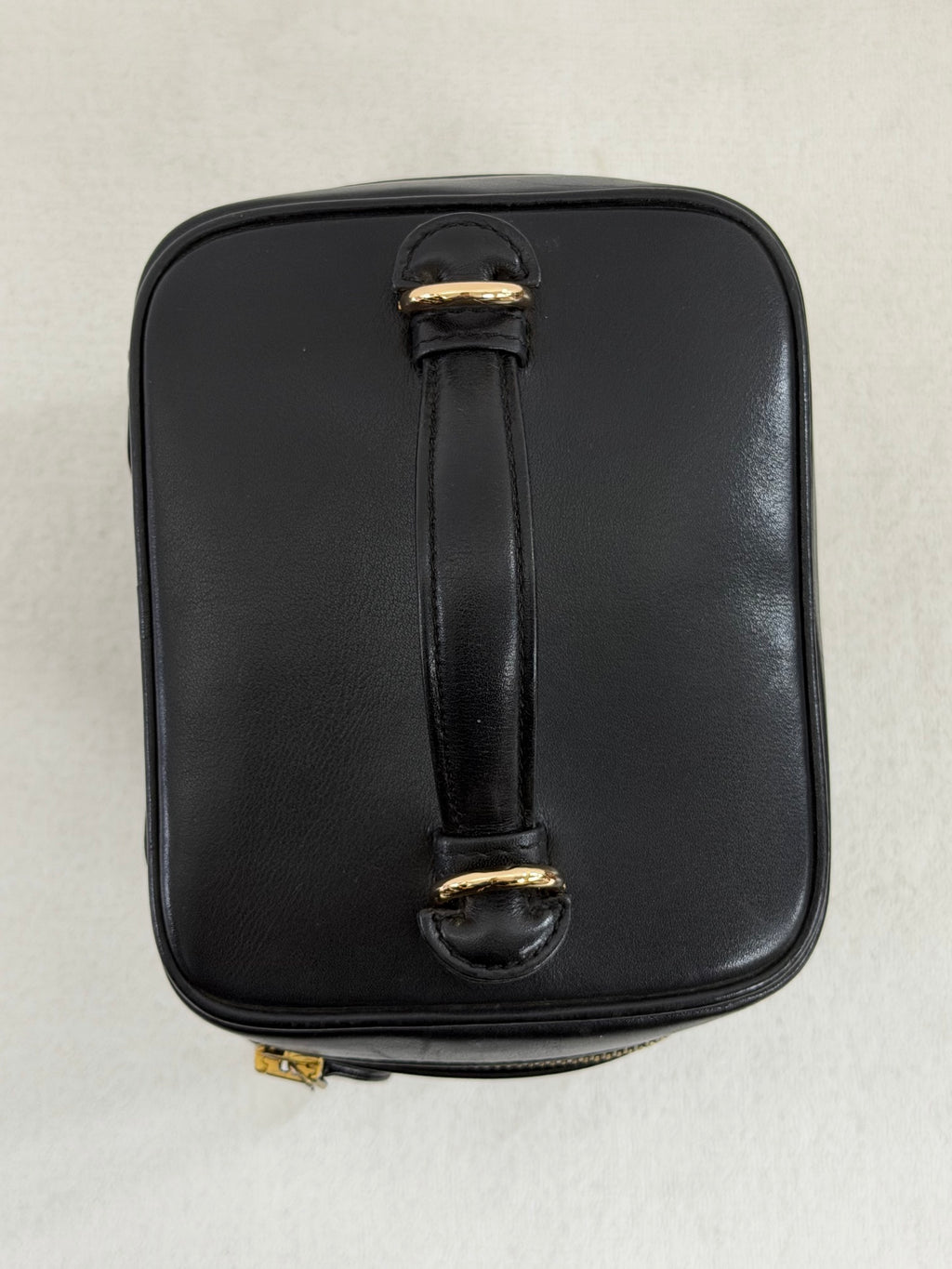 Chanel Black Leather Top Handle Cosmetic Vanity Bag