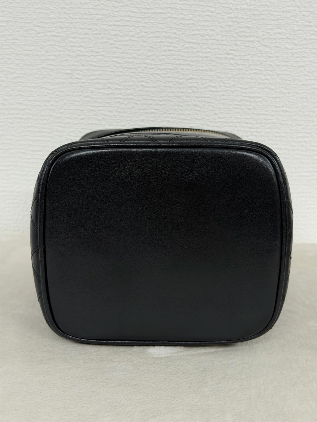 Chanel Black Leather Top Handle Cosmetic Vanity Bag
