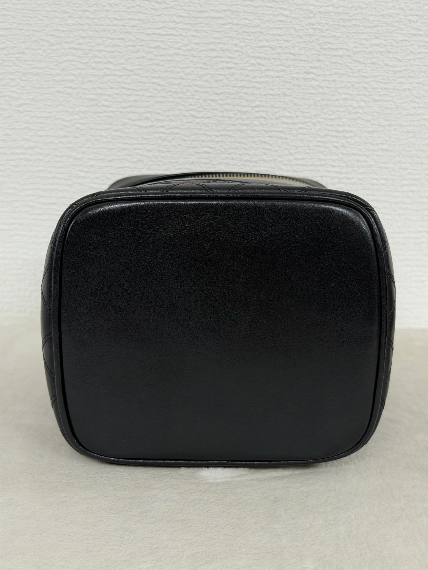 Chanel Black Leather Top Handle Cosmetic Vanity Bag