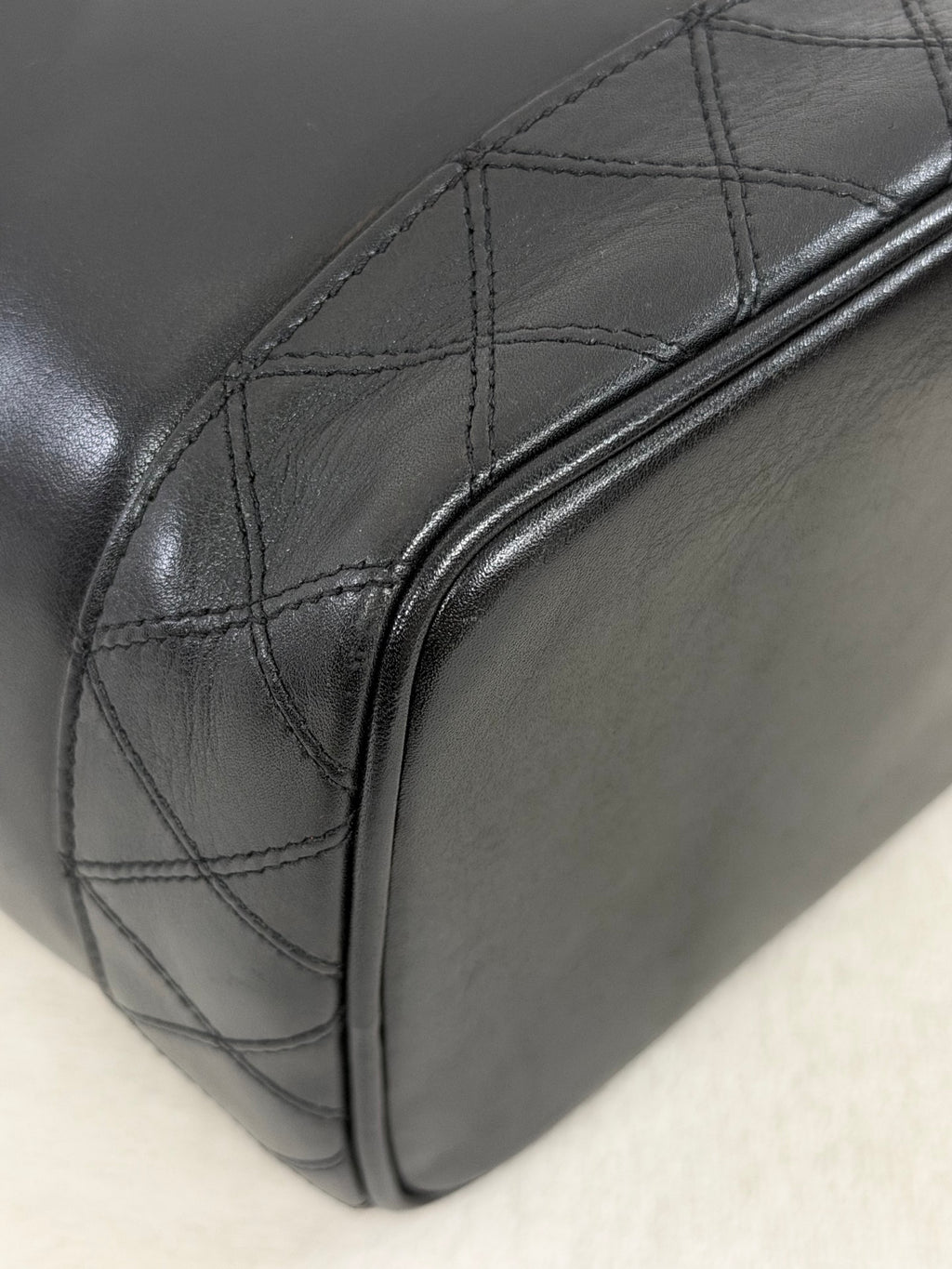 Chanel Black Leather Top Handle Cosmetic Vanity Bag