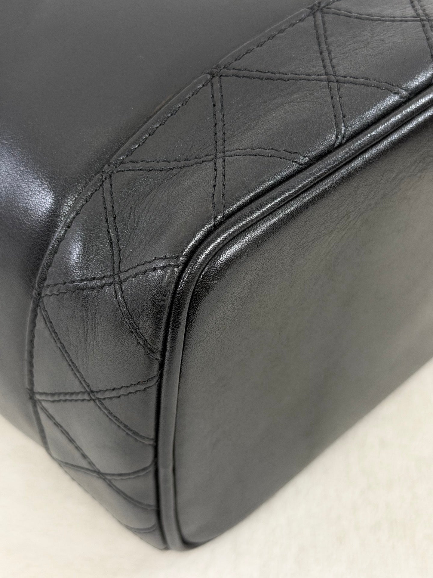 Chanel Black Leather Top Handle Cosmetic Vanity Bag