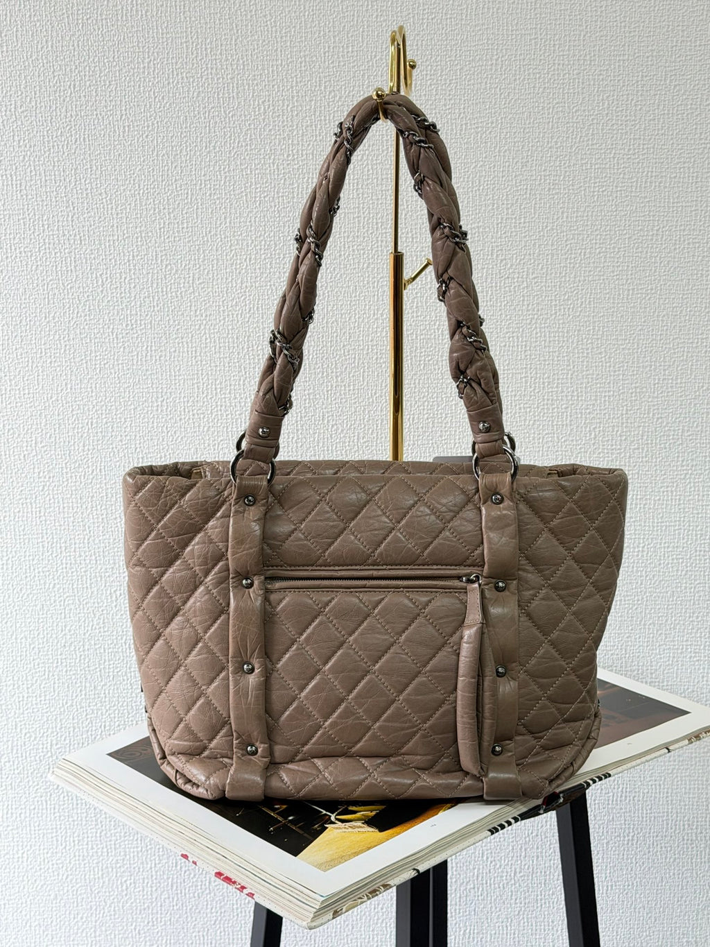 CHANEL Quilted Leather Lady Braid Shopping Tote Bag