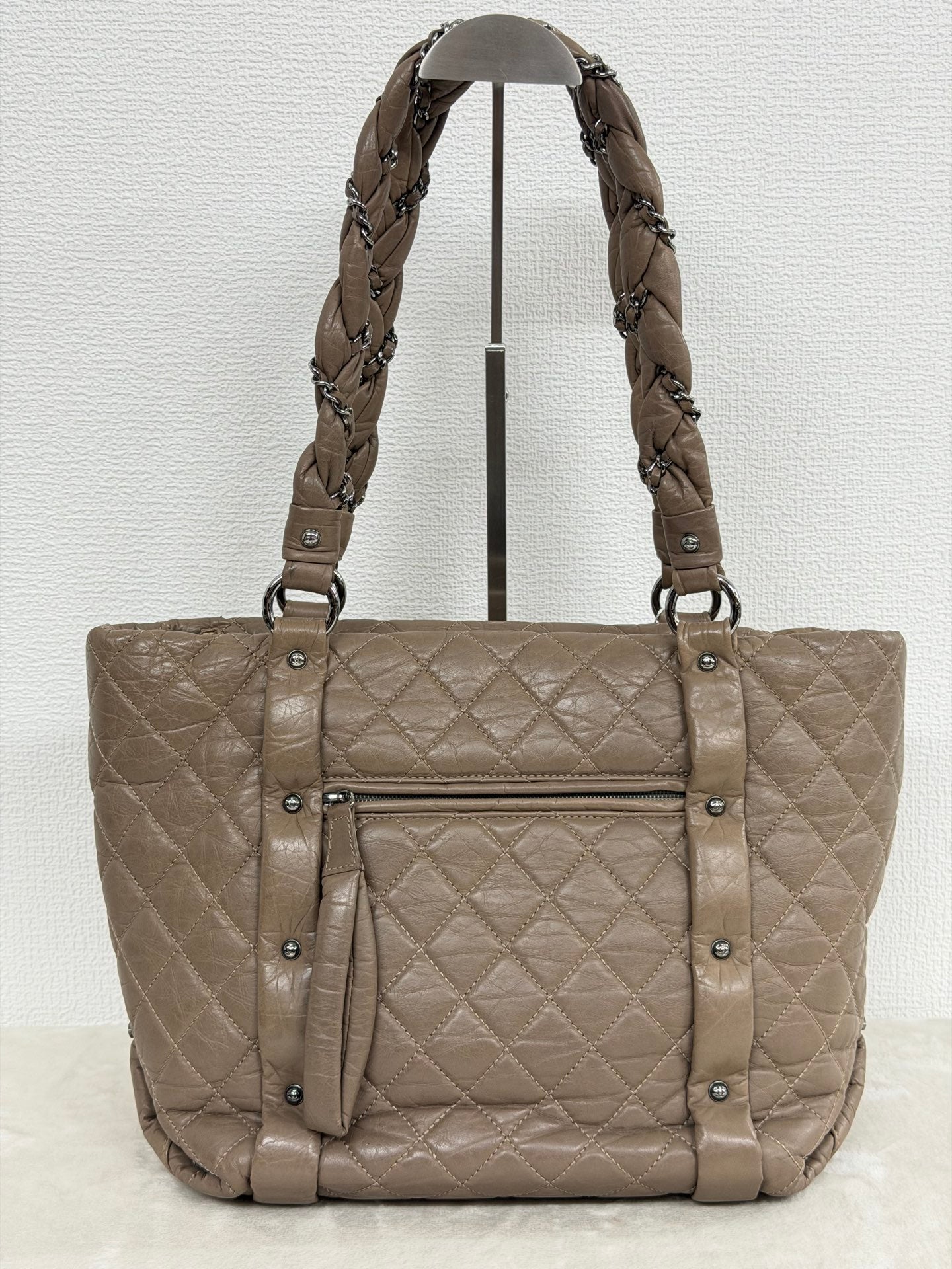 CHANEL Quilted Leather Lady Braid Shopping Tote Bag