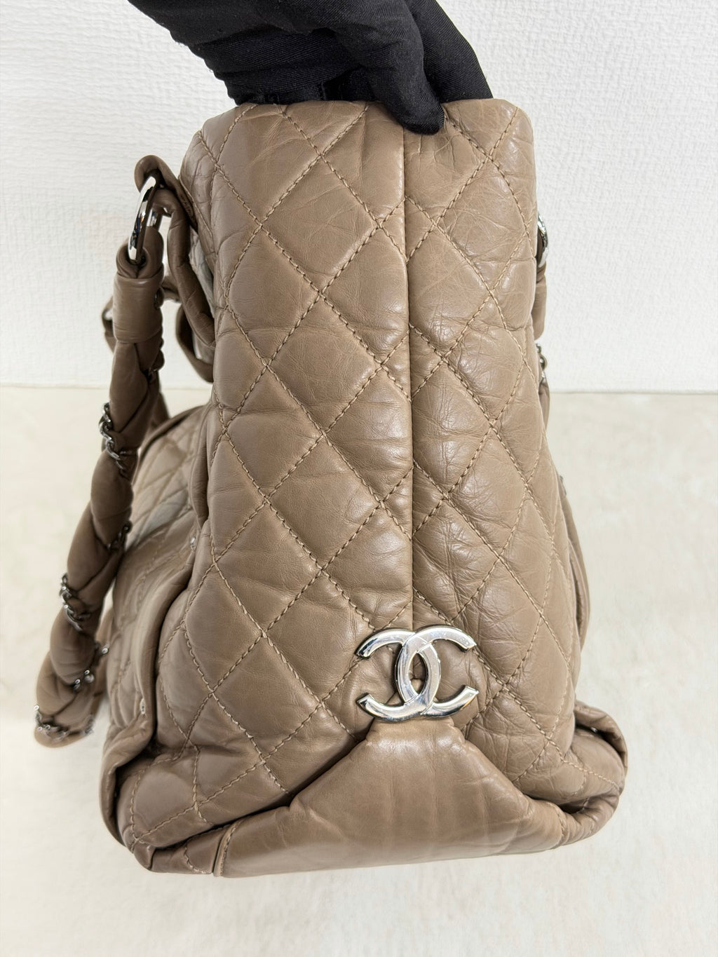 CHANEL Quilted Leather Lady Braid Shopping Tote Bag